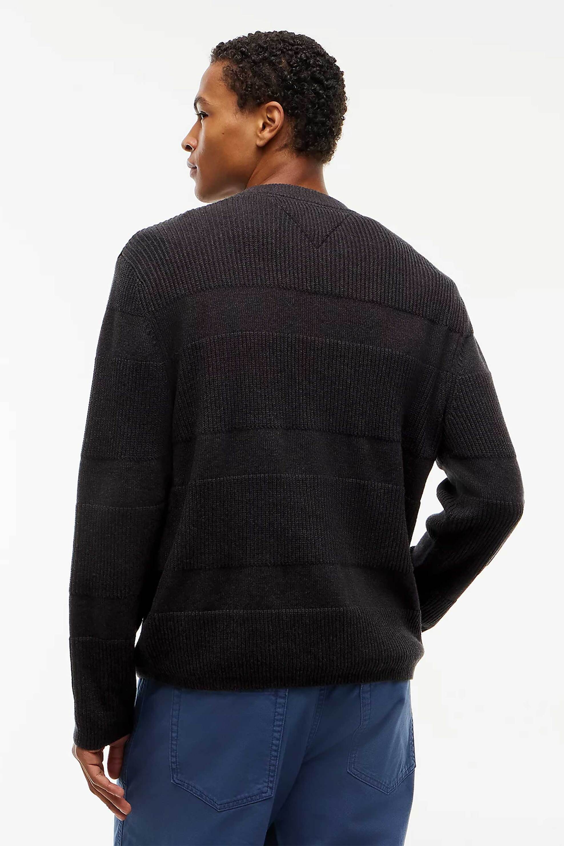 Tommy Jeans Ανδρικό Πουλόβερ Textured με Λογότυπο Regular Fit - Dm0Dm23571 Μαύρο