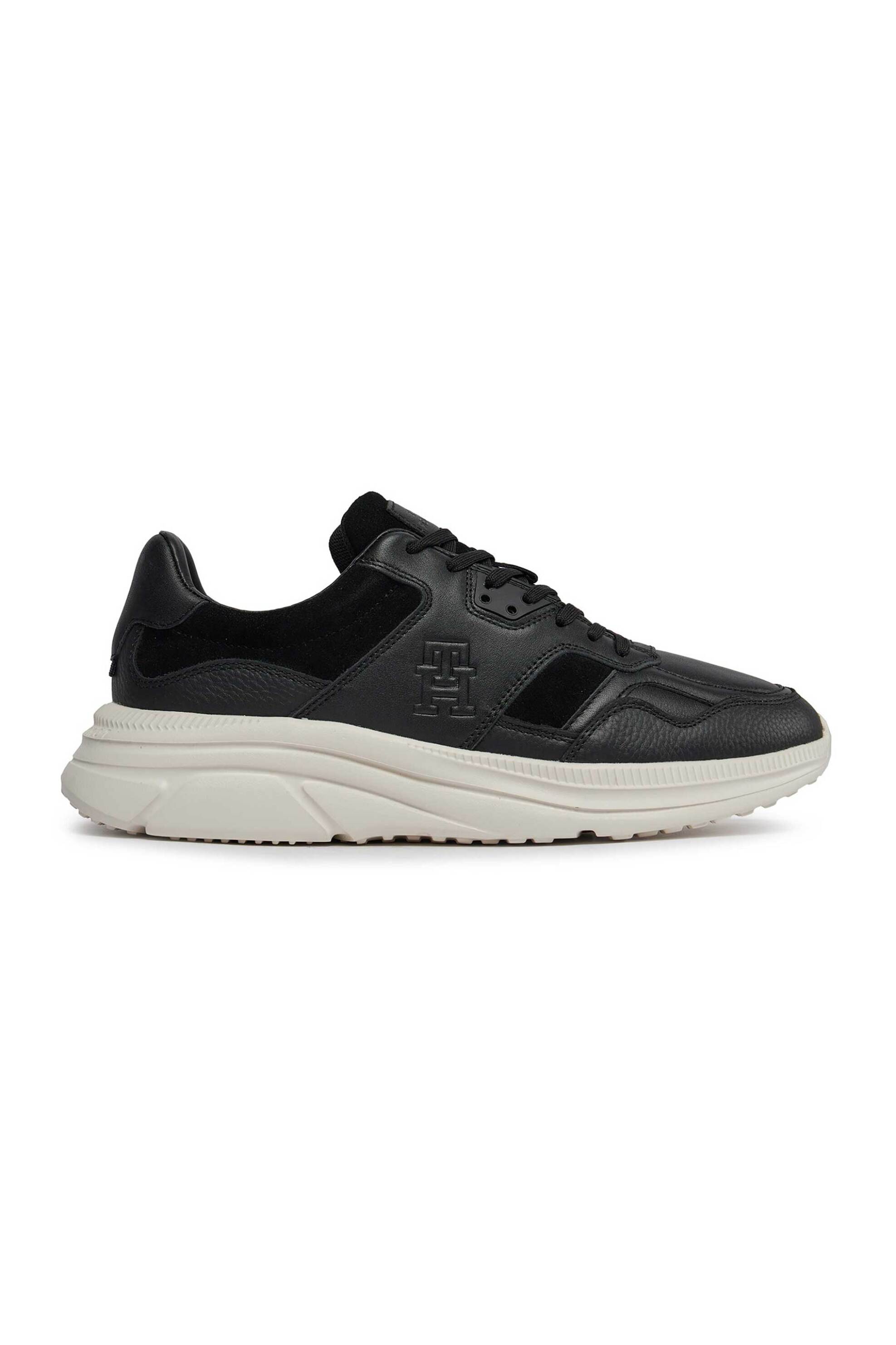 Tommy Hilfiger ανδρικά δερμάτινα sneakers "Modern Runner Premium" - FM0FM04879 Μαύρο