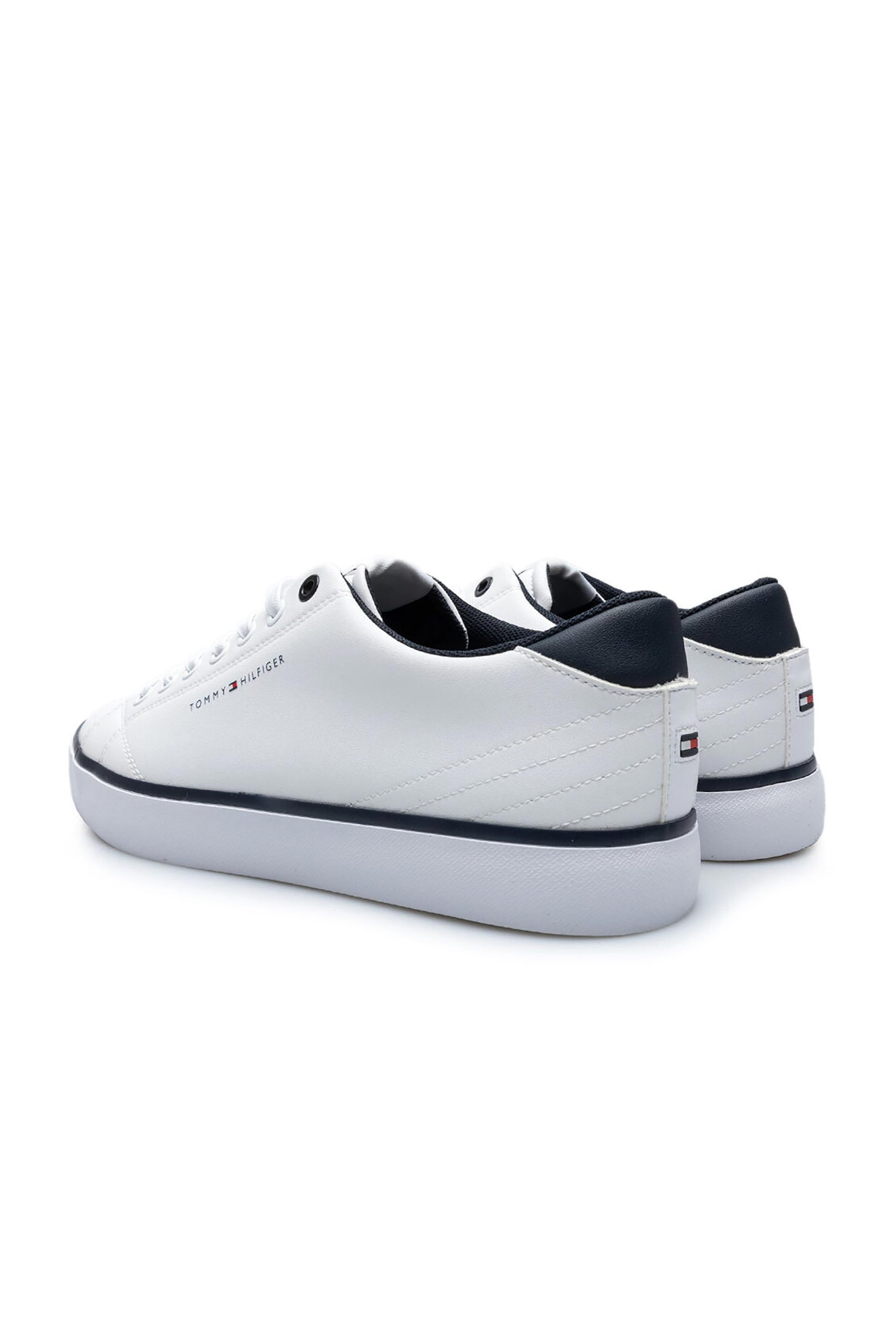 Tommy Hilfiger Ανδρικά Δερμάτινα Sneakers με Λογότυπο Core Low - Fm0Fm05041 Λευκό