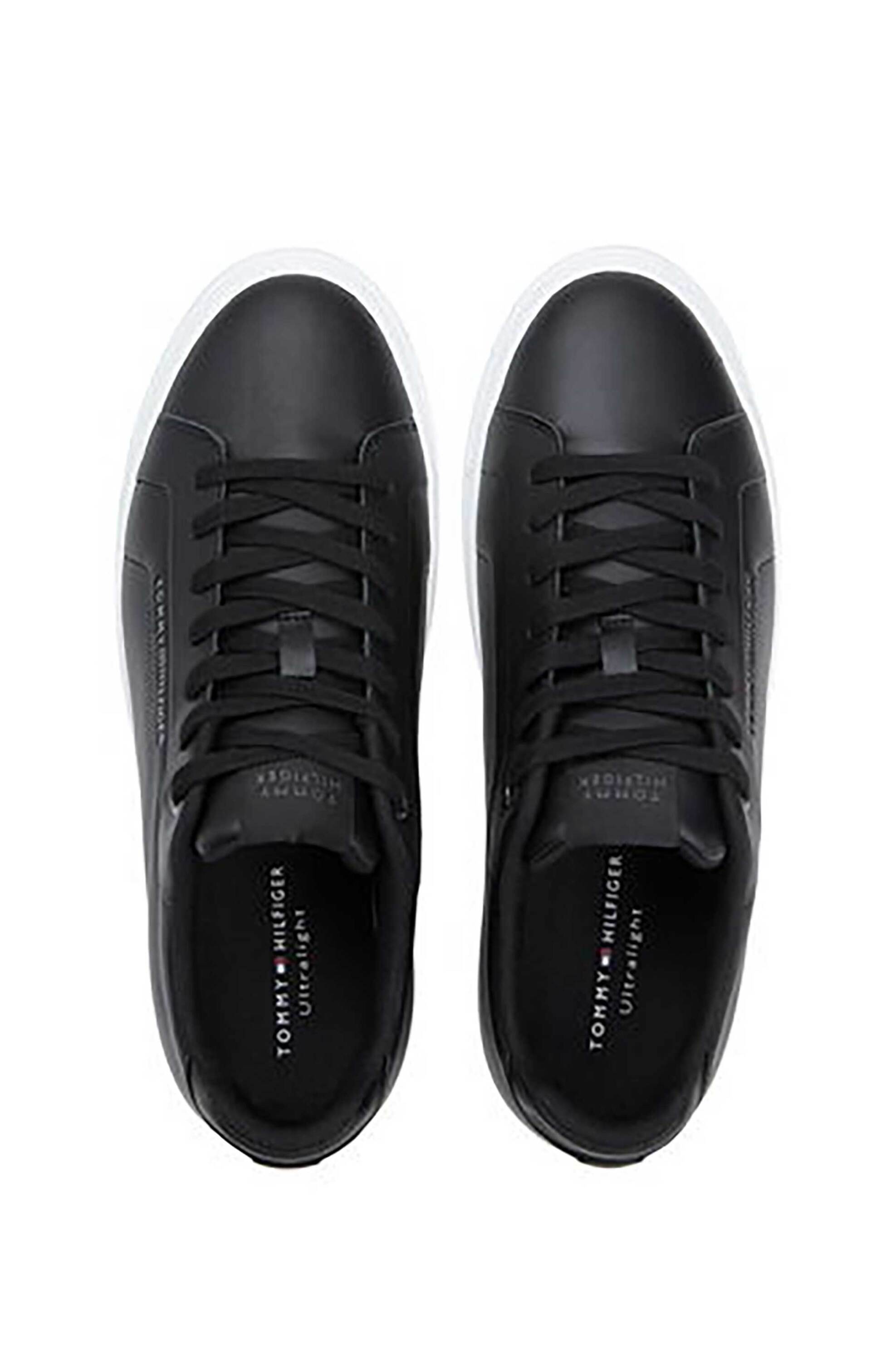 Tommy Jeans Ανδρικά Δερμάτινα Sneakers με Λογότυπο - Fm0Fm05837 Μαύρο