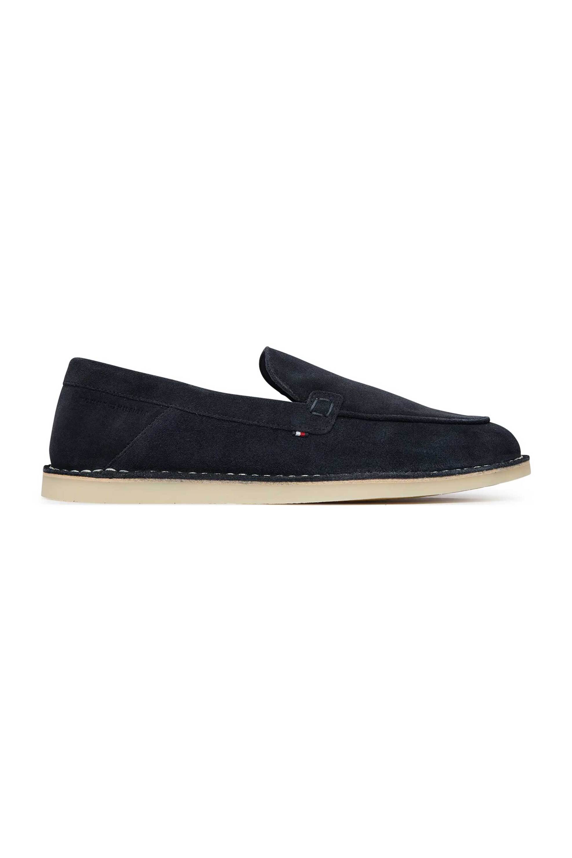 Tommy Hilfiger ανδρικά suede μοκασίνια μονόχρωμα - FM0FM05782 Μπλε Σκούρο