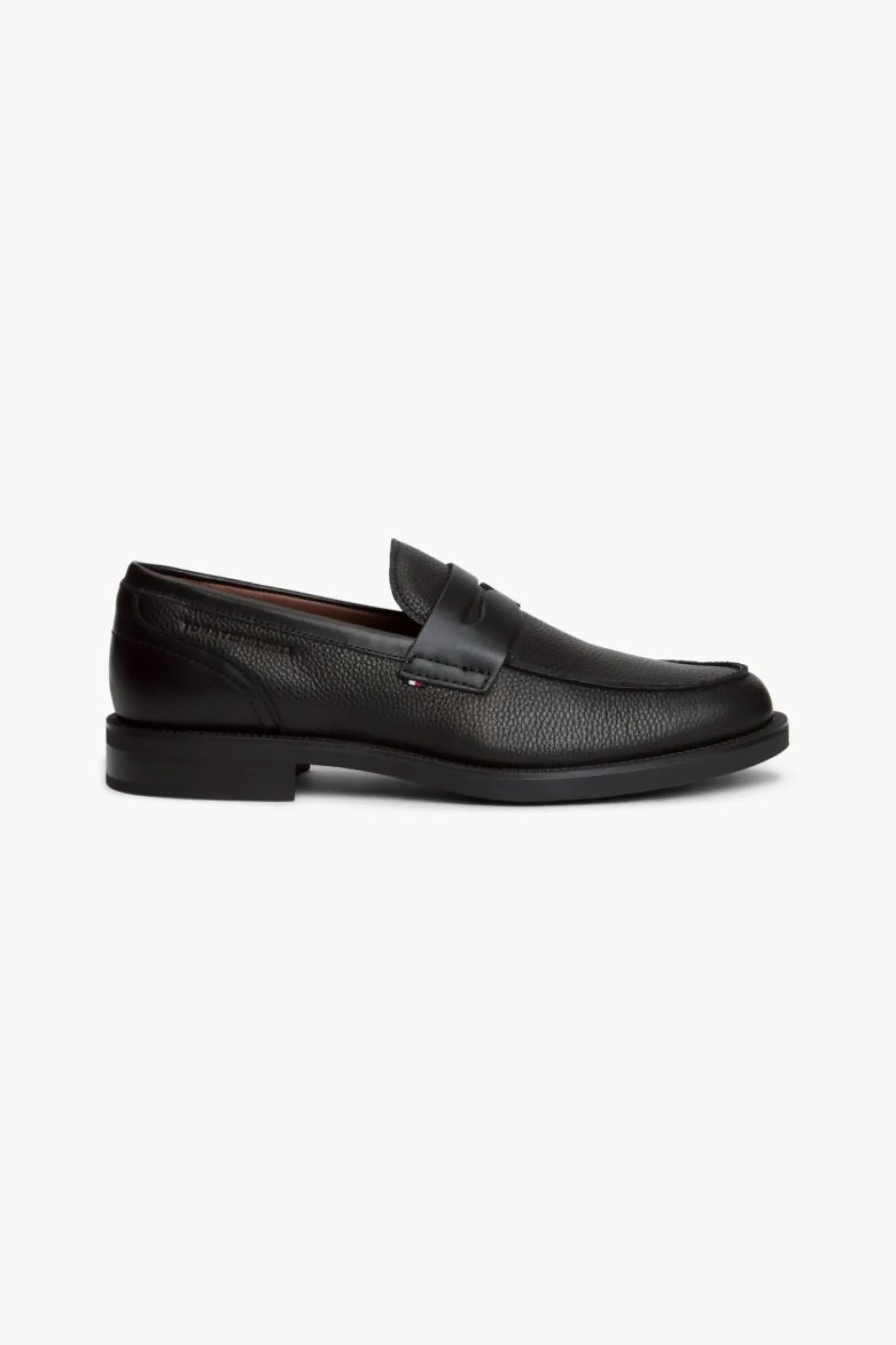 Tommy Hilfiger ανδρικά δερμάτινα loafers με λογότυπο - FM0FM06087 Μαύρο