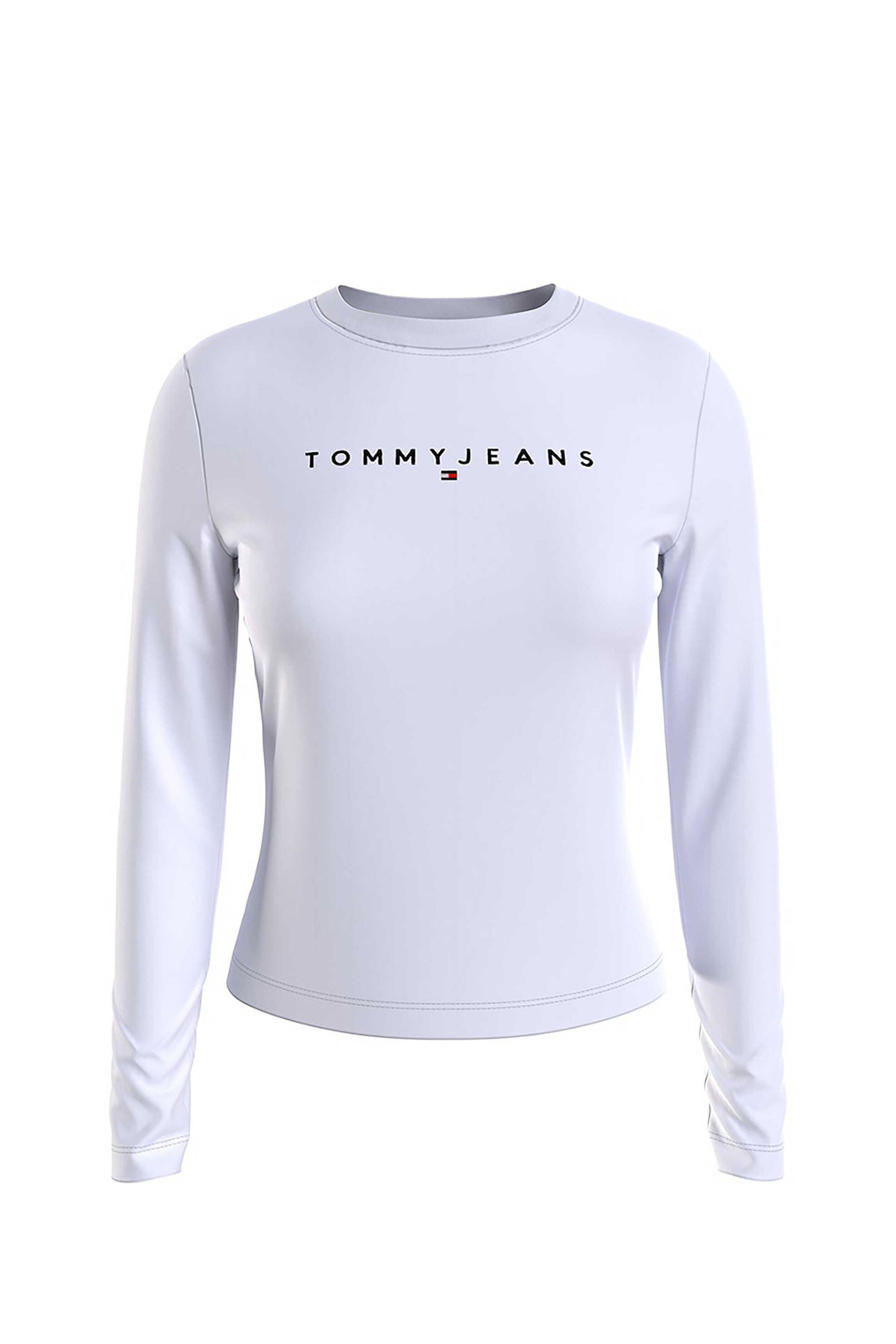 Tommy Jeans γυναικεία μακρυμάνικη μπλούζα μονόχρωμη με λογότυπο Slim Fit - DW0DW17362 Λευκό