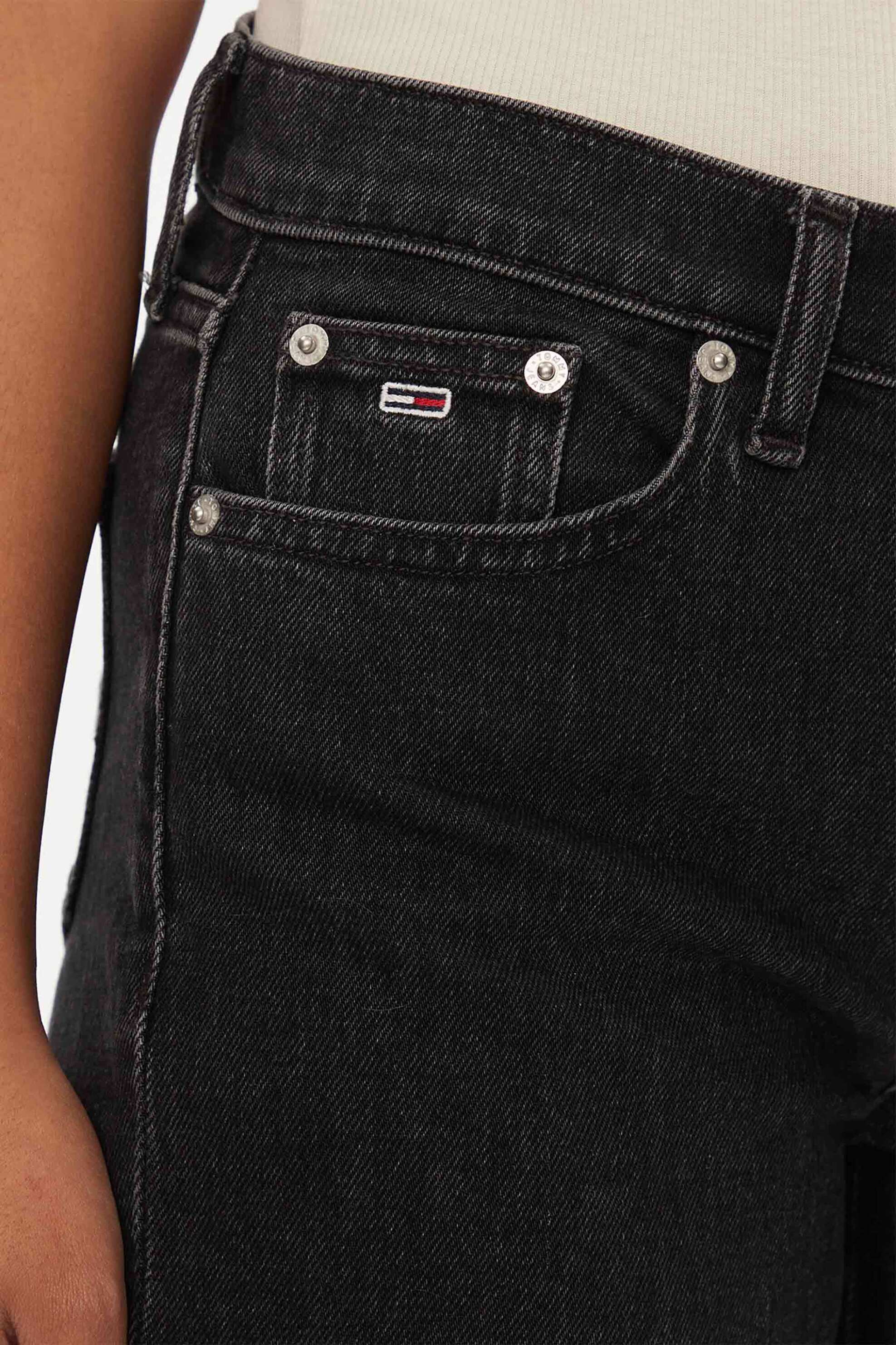 Tommy Jeans Γυναικείο Denim Σορτς Πεντάτσεπο με Ξέφτια Και Λογότυπο Regular Fit - Dw0Dw18330 Μαύρο