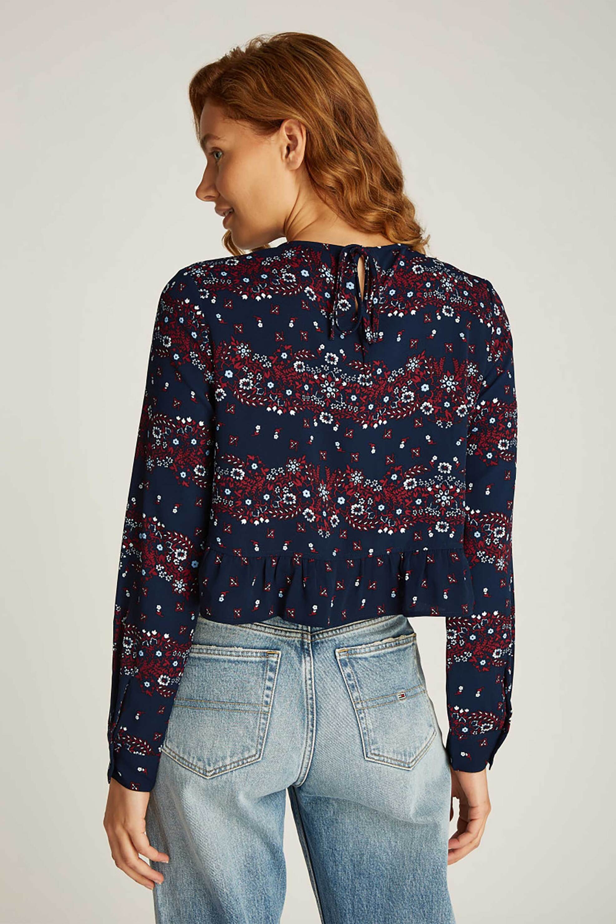 Tommy Jeans γυναικεία μπλούζα με floral σχέδιο - DW0DW18882 Σκούρο Μπλε φωτογραφία