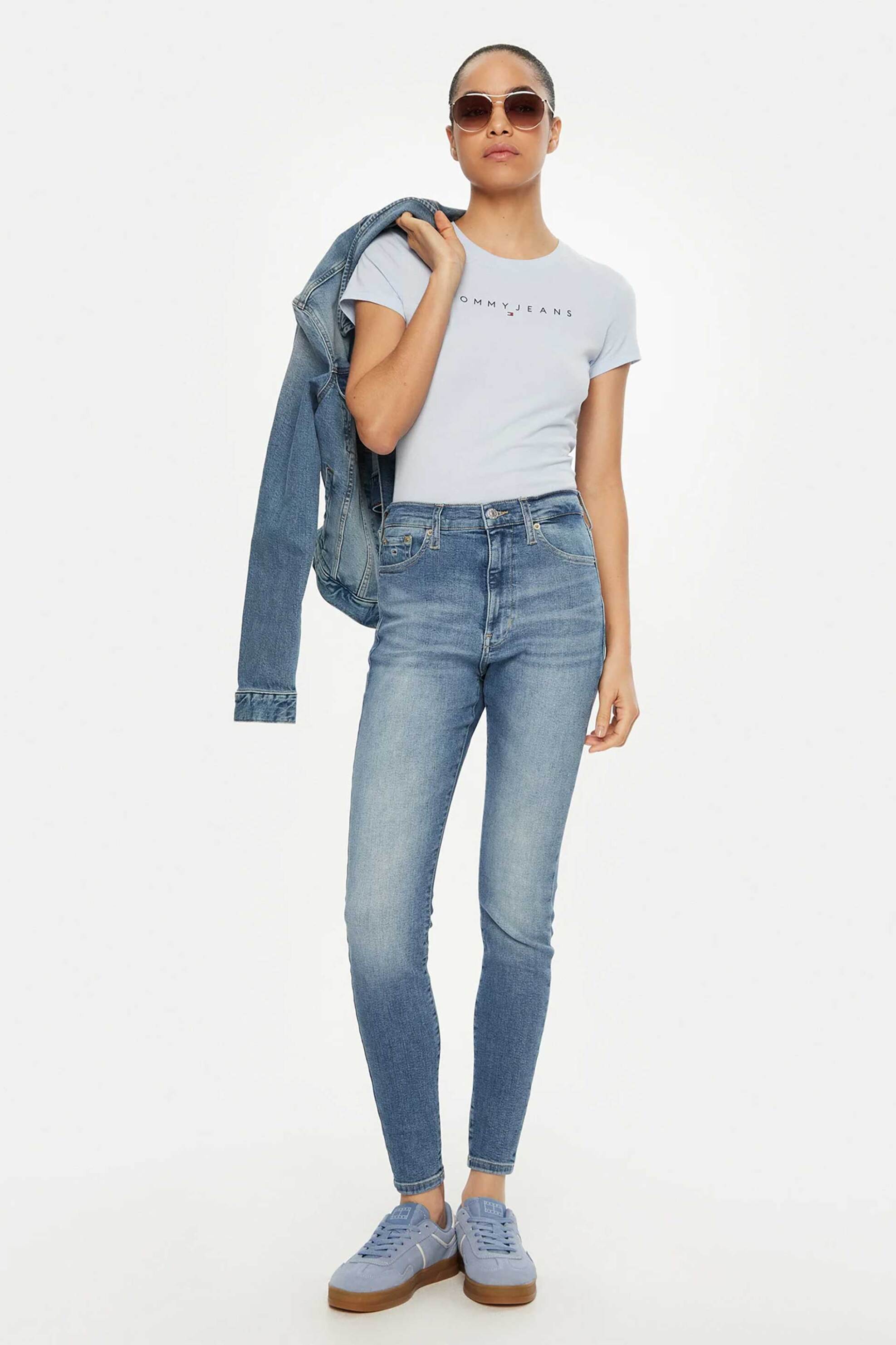 Tommy Jeans γυναικείο T-shirt με λογότυπο Slim Fit - DW0DW18398 Γαλάζιο