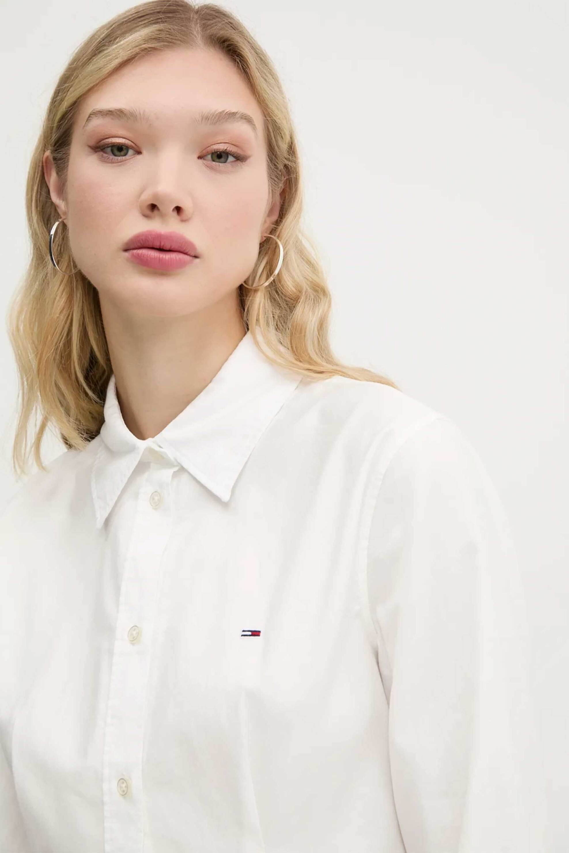 Tommy Jeans γυναικείο mini φόρεμα σεμιζίε με κεντημένο λογότυπο - DW0DW20471 Λευκό