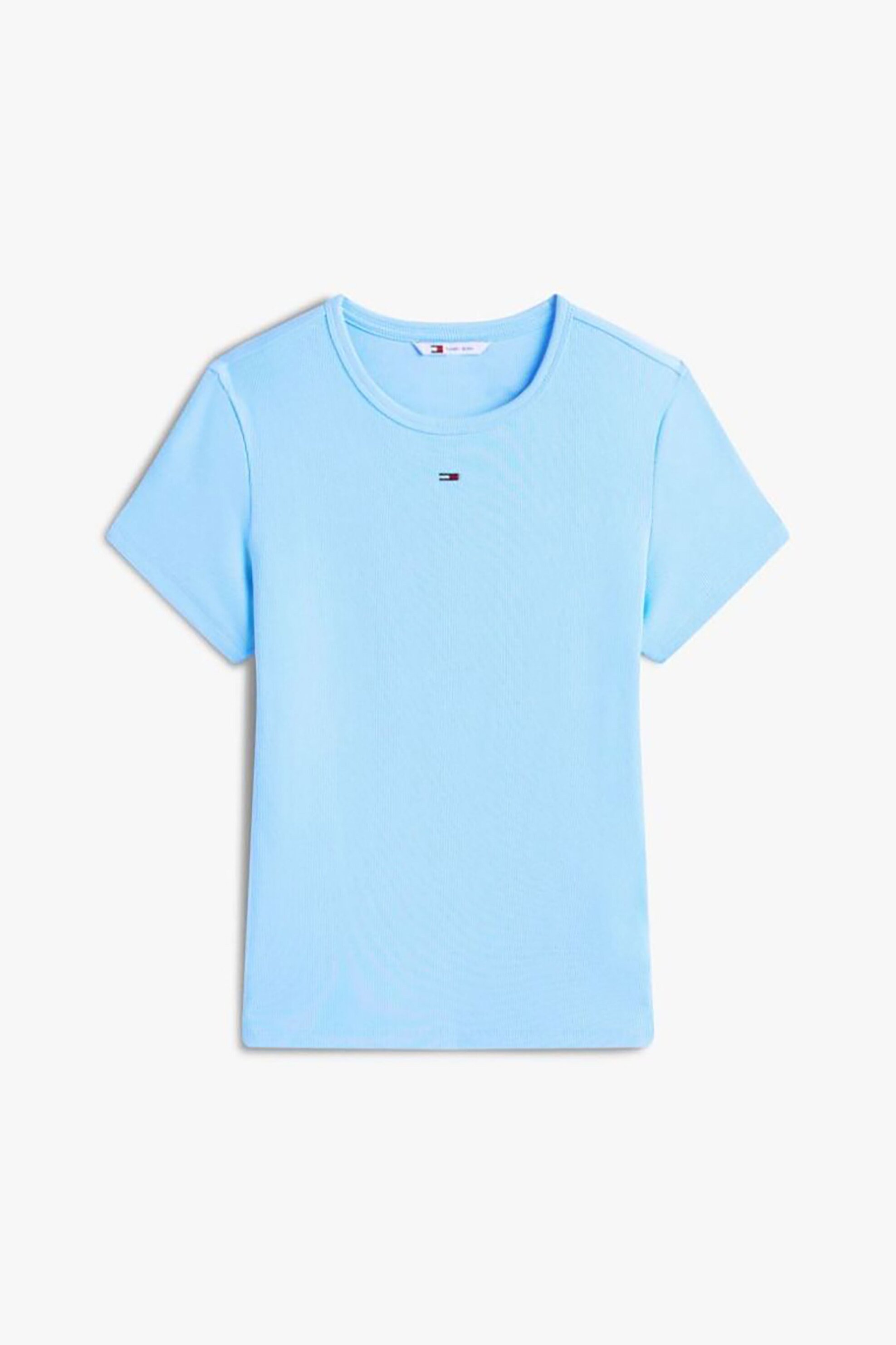 TOMMY JEANS Tommy Jeans γυναικείο T-shirt ribbed με κεντημένο λογότυπο Slim Fit - DW0DW17383 Γαλάζιο - 4