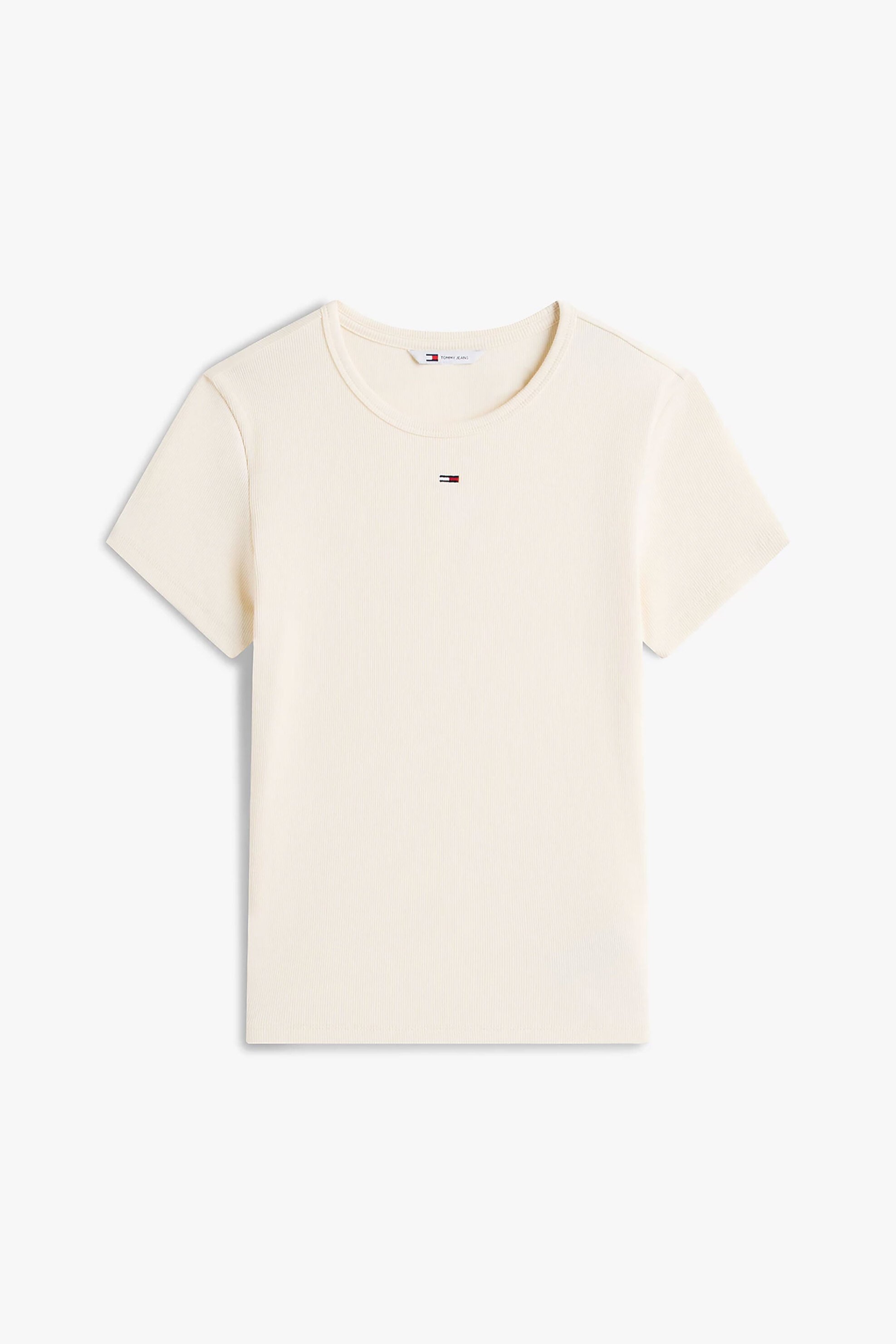 TOMMY JEANS Tommy Jeans γυναικείο T-shirt ribbed με κεντημένο λογότυπο Slim Fit - DW0DW17383 Κίτρινο Pastel - 4