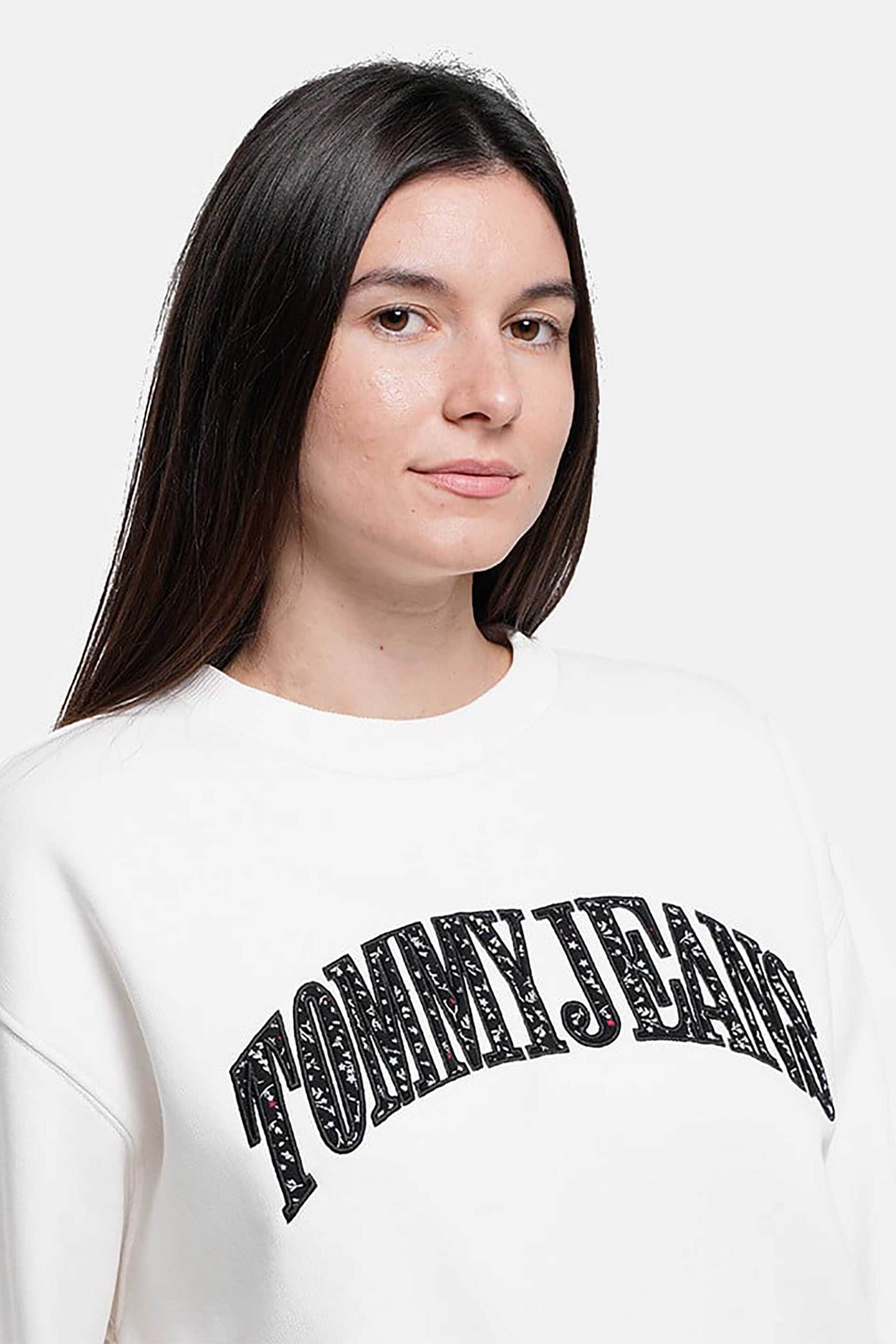 TOMMY JEANS Tommy Jeans γυναικεία μπλούζα φούτερ με κεντημένο floral λογότυπο Relaxed Fit - DW0DW20172 Λευκό - 2