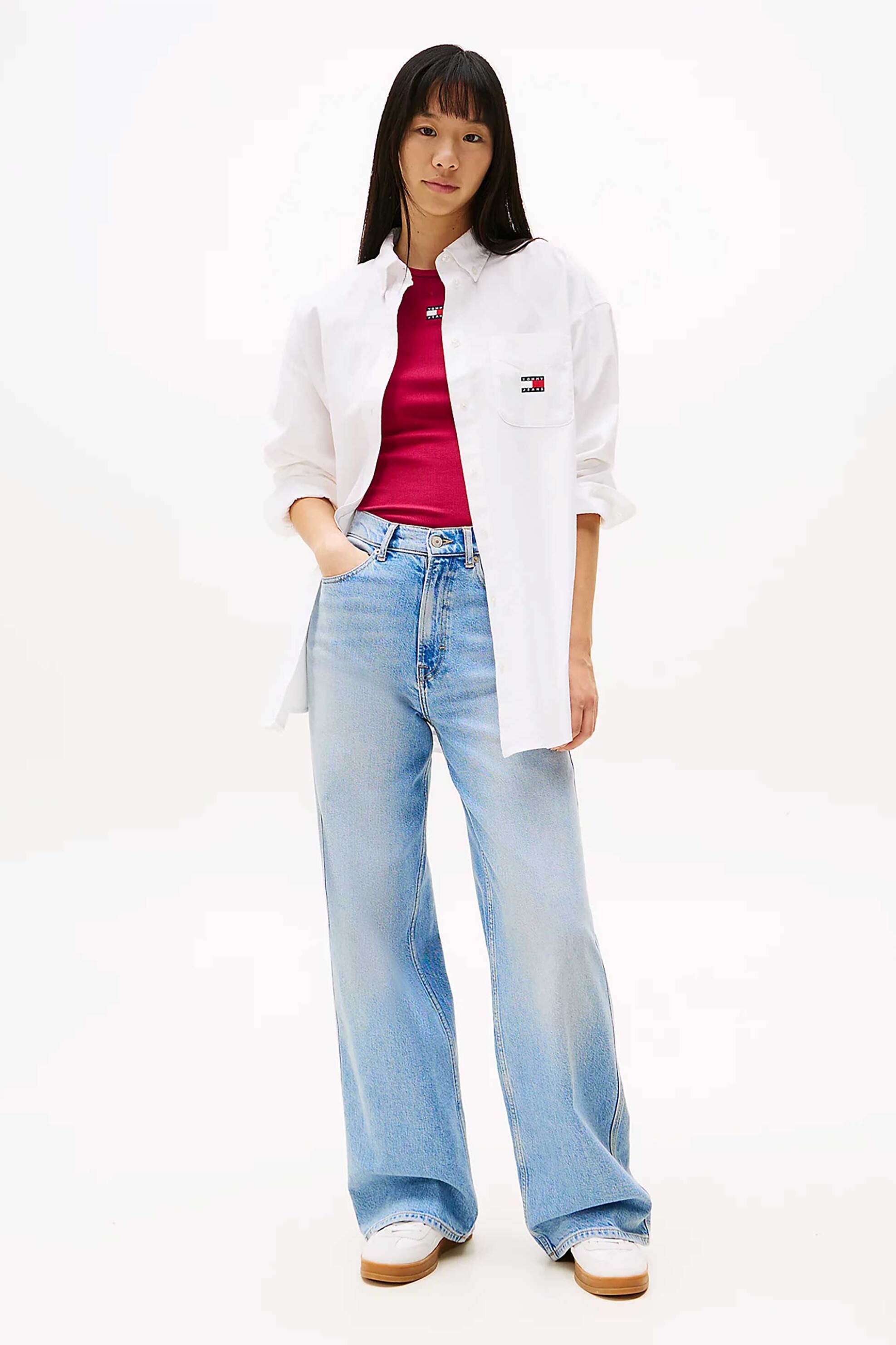 Tommy Jeans γυναικείο τζιν παντελόνι ψηλόμεσο πεντάτσεπο Wide Leg "Claire" - DW0DW20583 Denim Blue Ανοιχτό