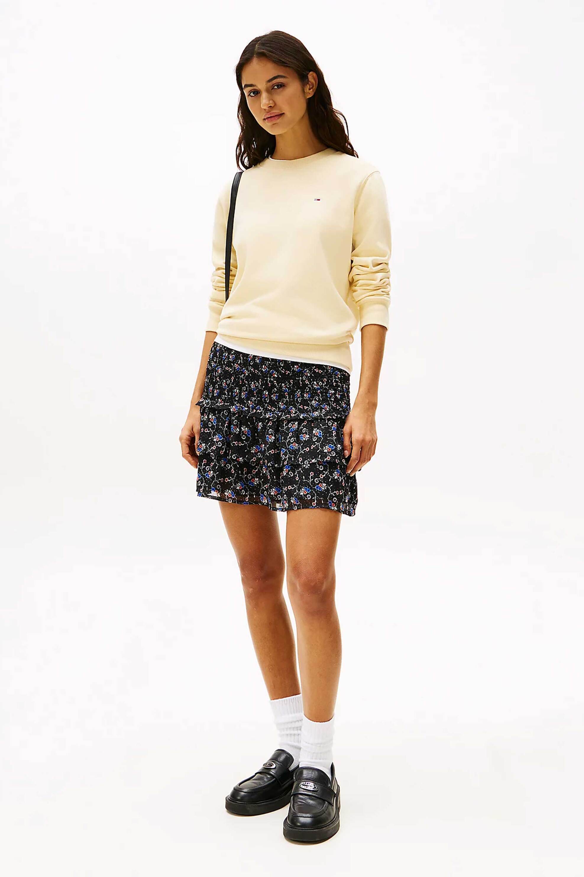 Tommy Jeans γυναικεία mini φούστα με floral print Slim Fit - DW0DW20274 Μαύρο