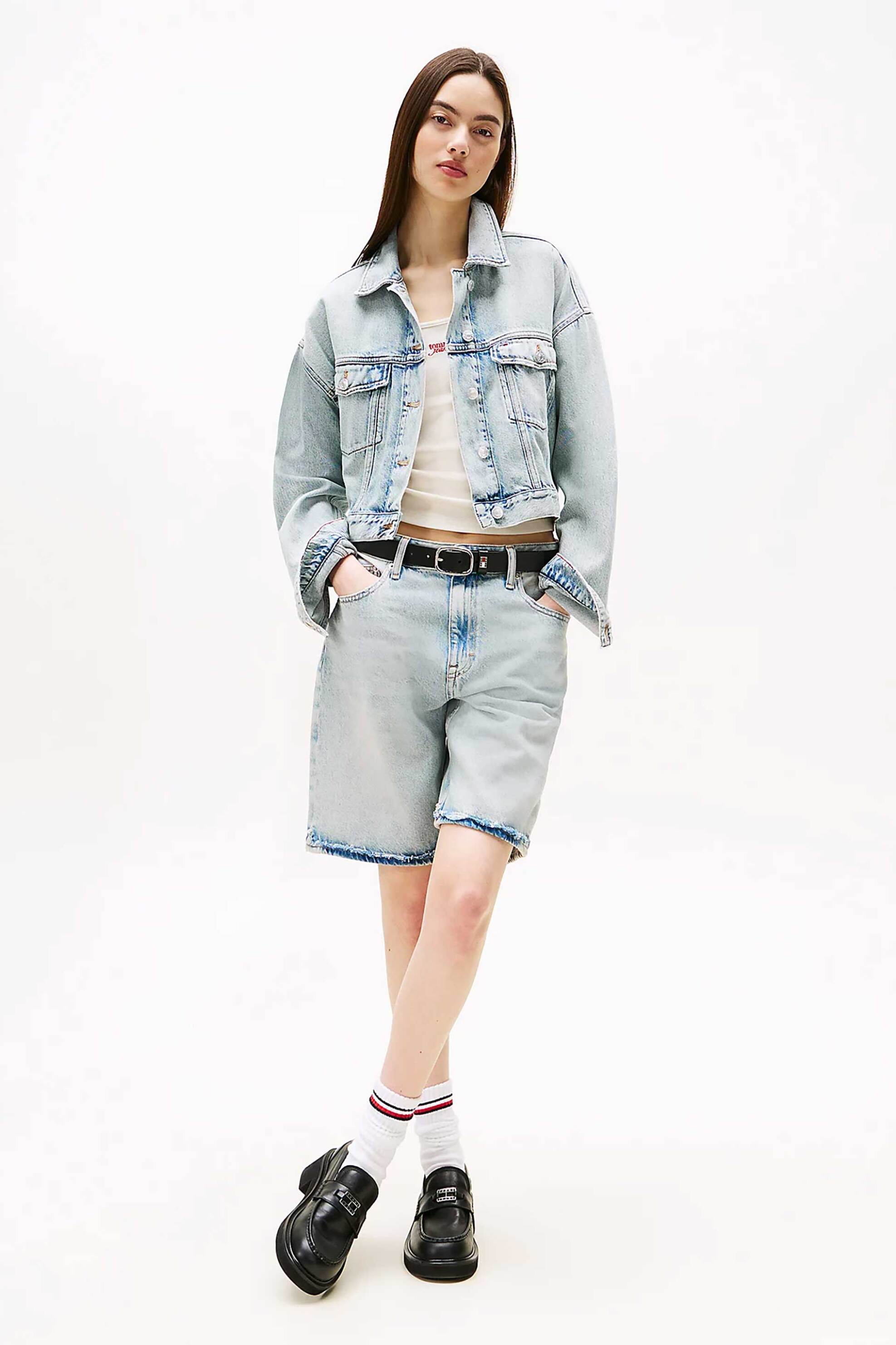Tommy Jeans γυναικεία denim βερμούδα πεντάτσεπη Relaxed Fit - DW0DW20086 Denim Blue Ανοιχτό