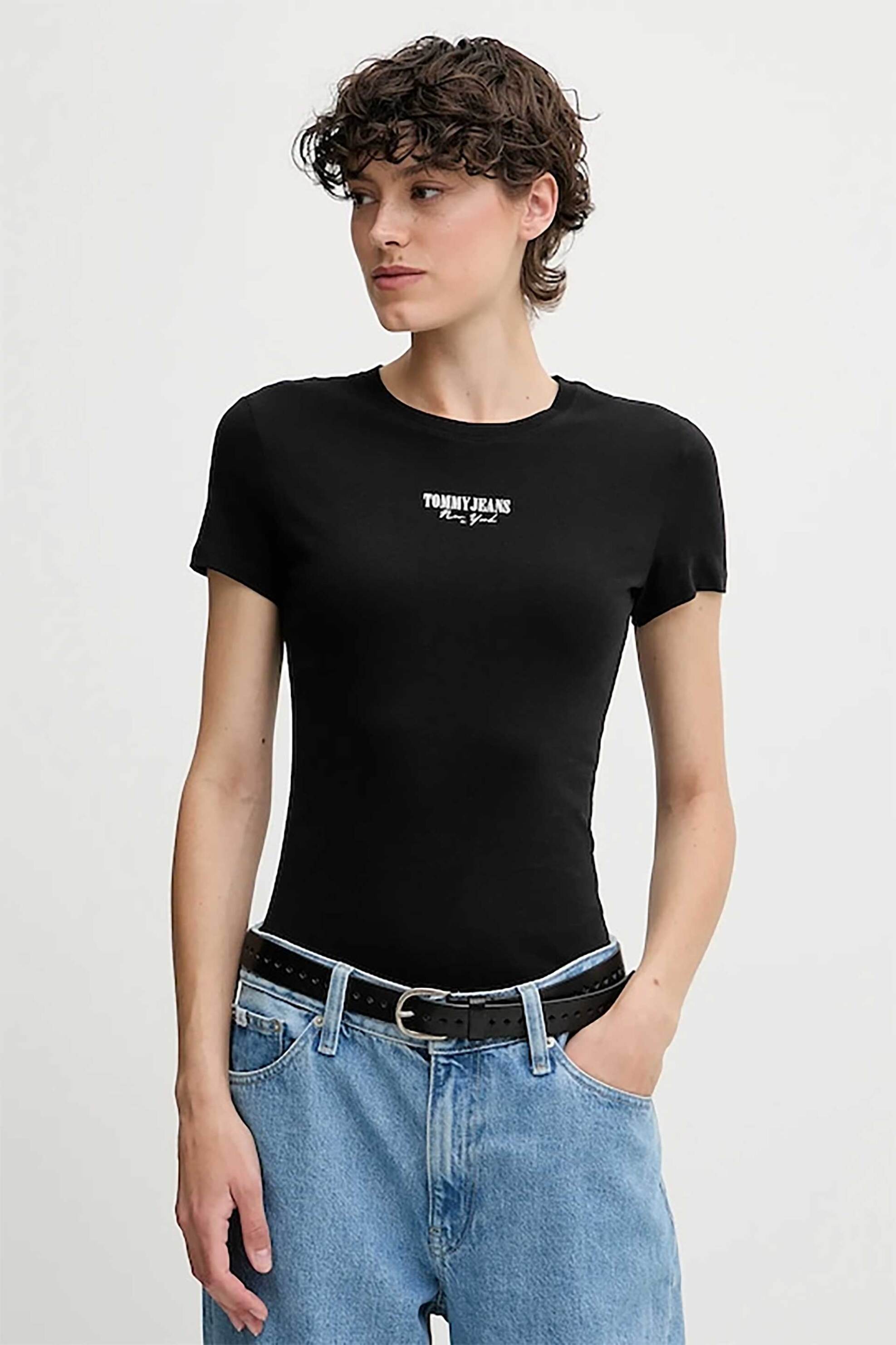 Tommy Jeans γυναικείο T-shirt με logo print Slim Fit - DW0DW20913 Μαύρο