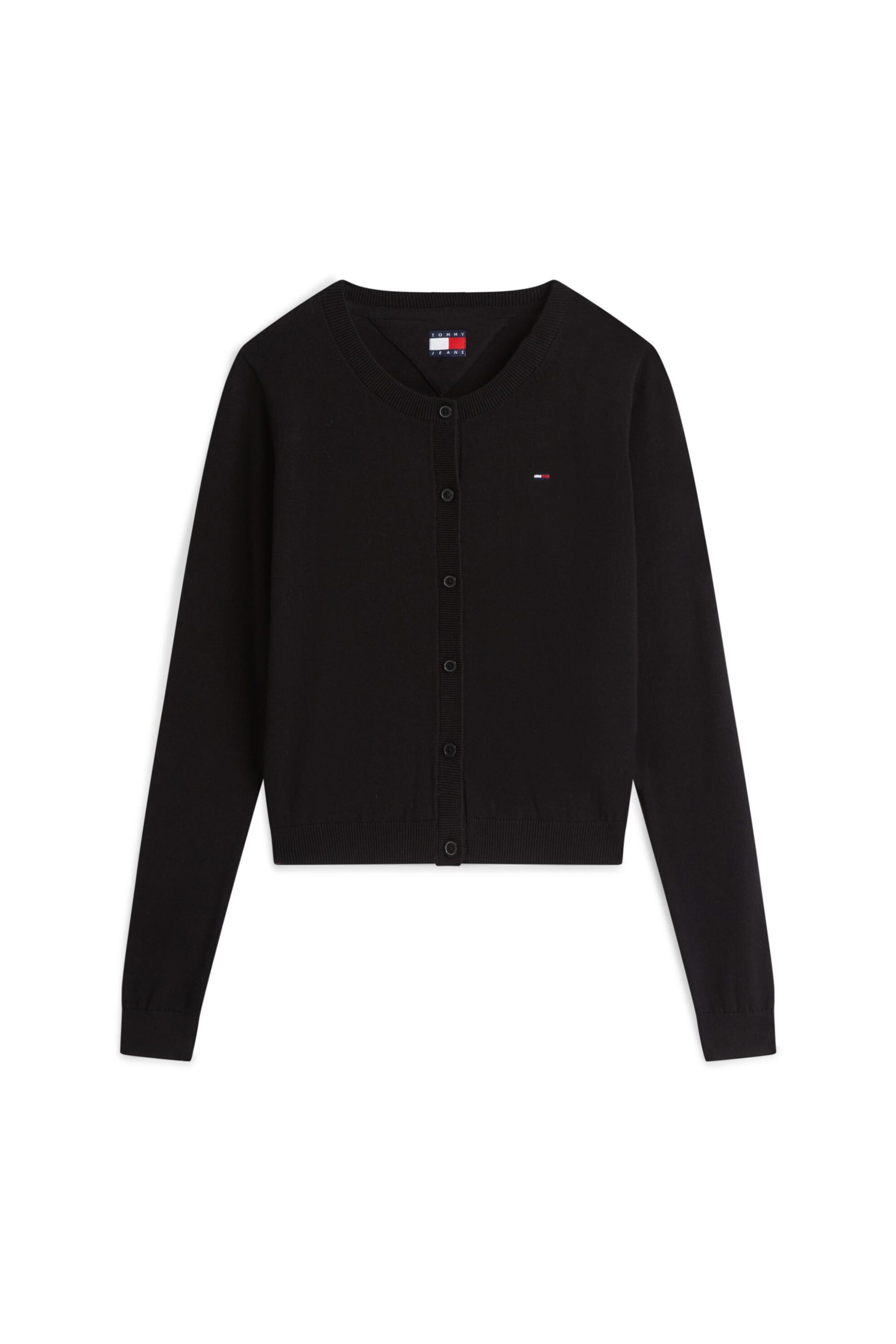 TOMMY JEANS Tommy Jeans γυναικεία πλεκτή ζακέτα με κεντημένο λογότυπο Slim Fit - DW0DW20976 Μαύρο