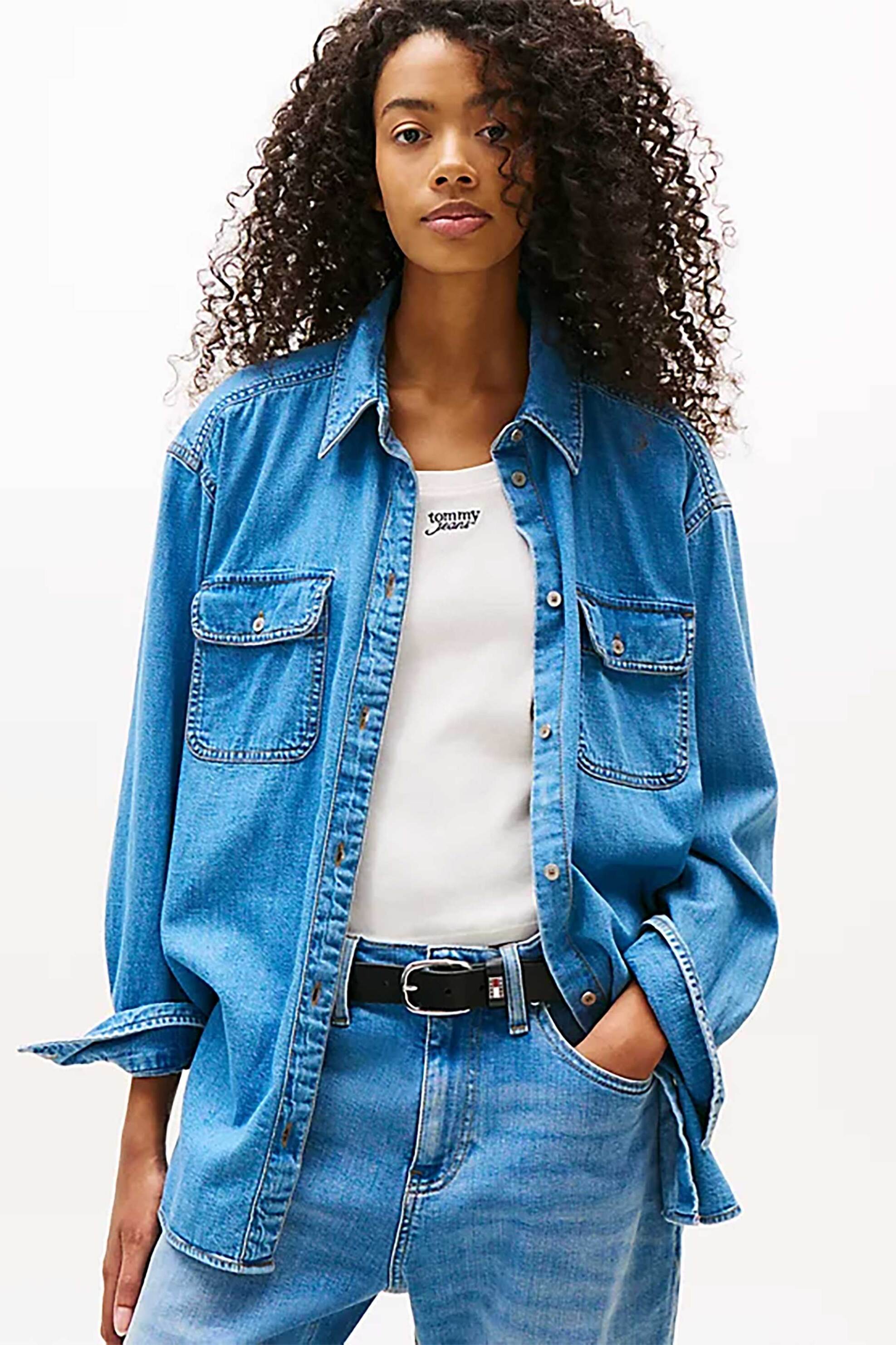 TOMMY JEANS Tommy Jeans γυναικείο denim πουκάμισο Relaxed Fit - DW0DW21073 Denim Blue