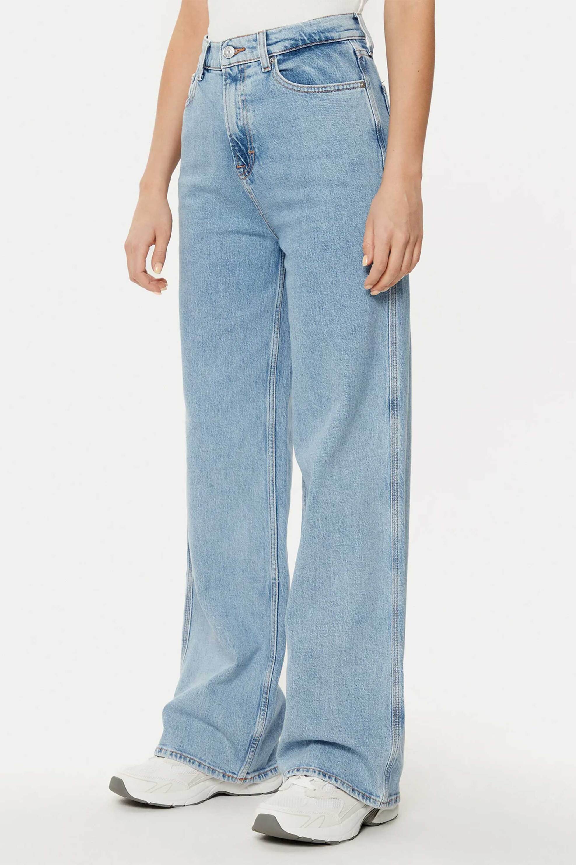 Tommy Jeans γυναικεία τζιν παντελόνι πεντάτσεπο Wide Leg - DW0DW19558 Denim Blue Ανοιχτό