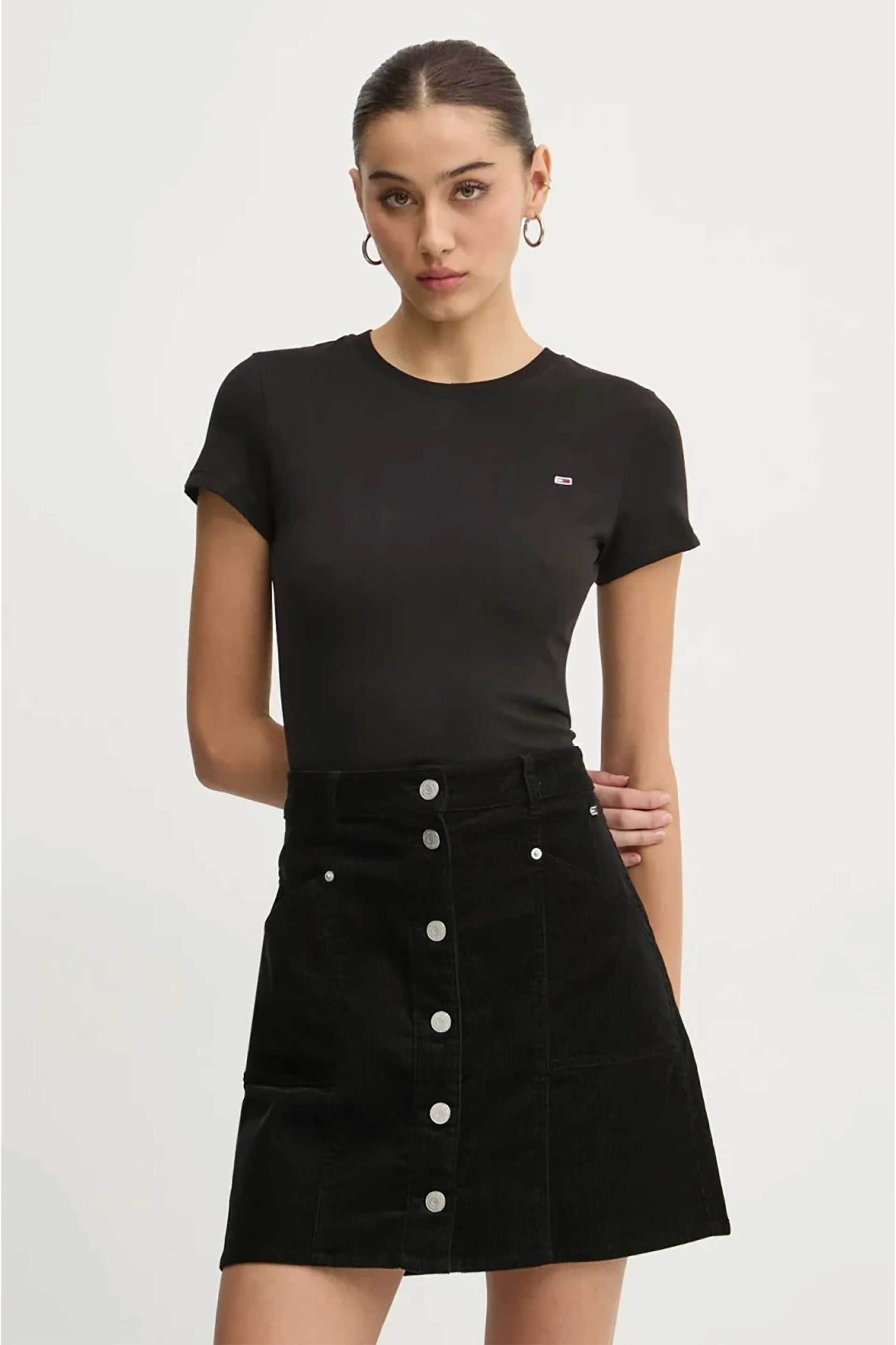 Tommy Jeans γυναικείο T-shirt με logo print Slim Fit - DW0DW20459 Μαύρο