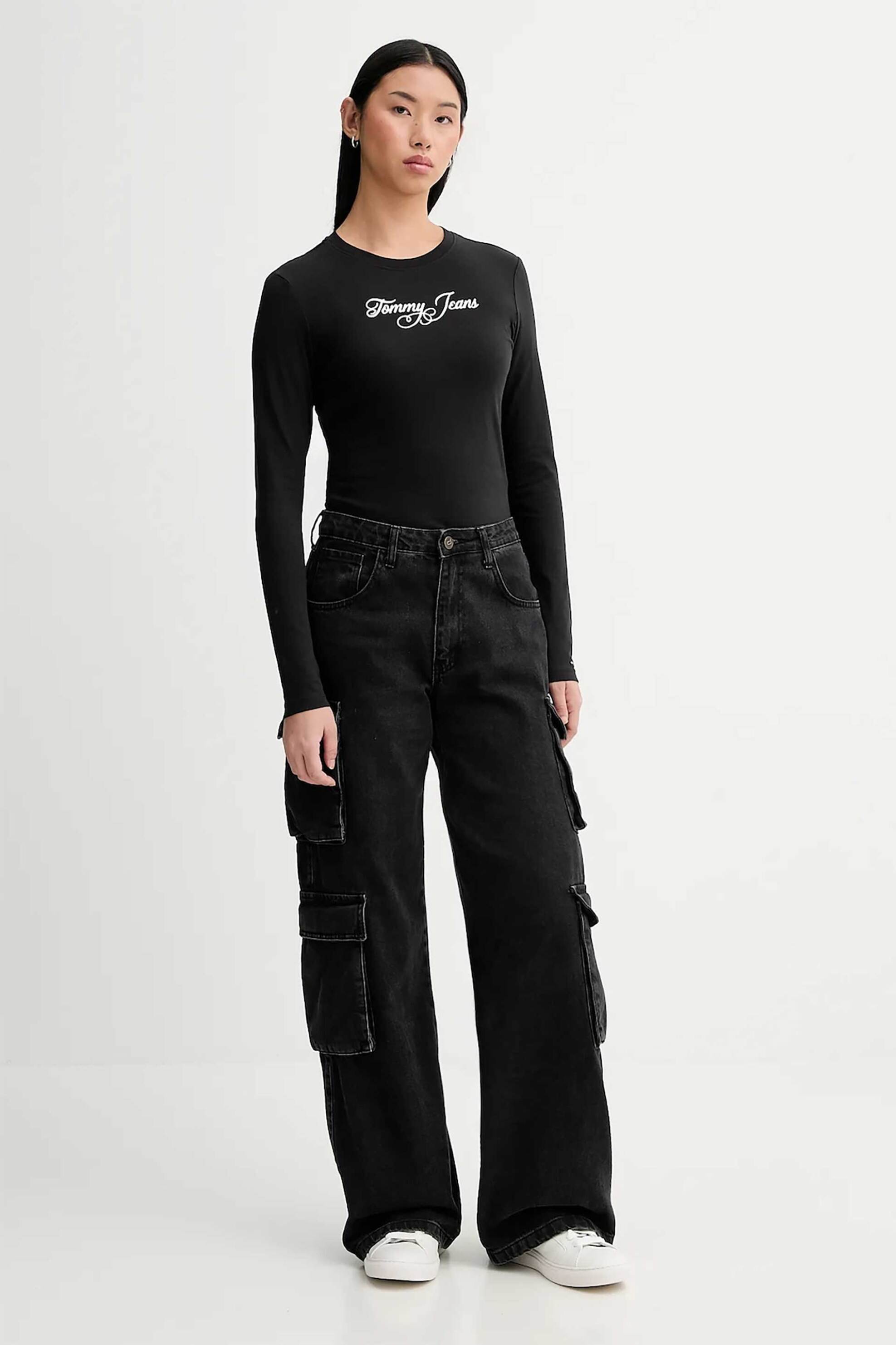 TOMMY JEANS Tommy Jeans γυναικεία μακρυμάνικη μπλούζα Slim Fit - DW0DW21844 Μαύρο - 2