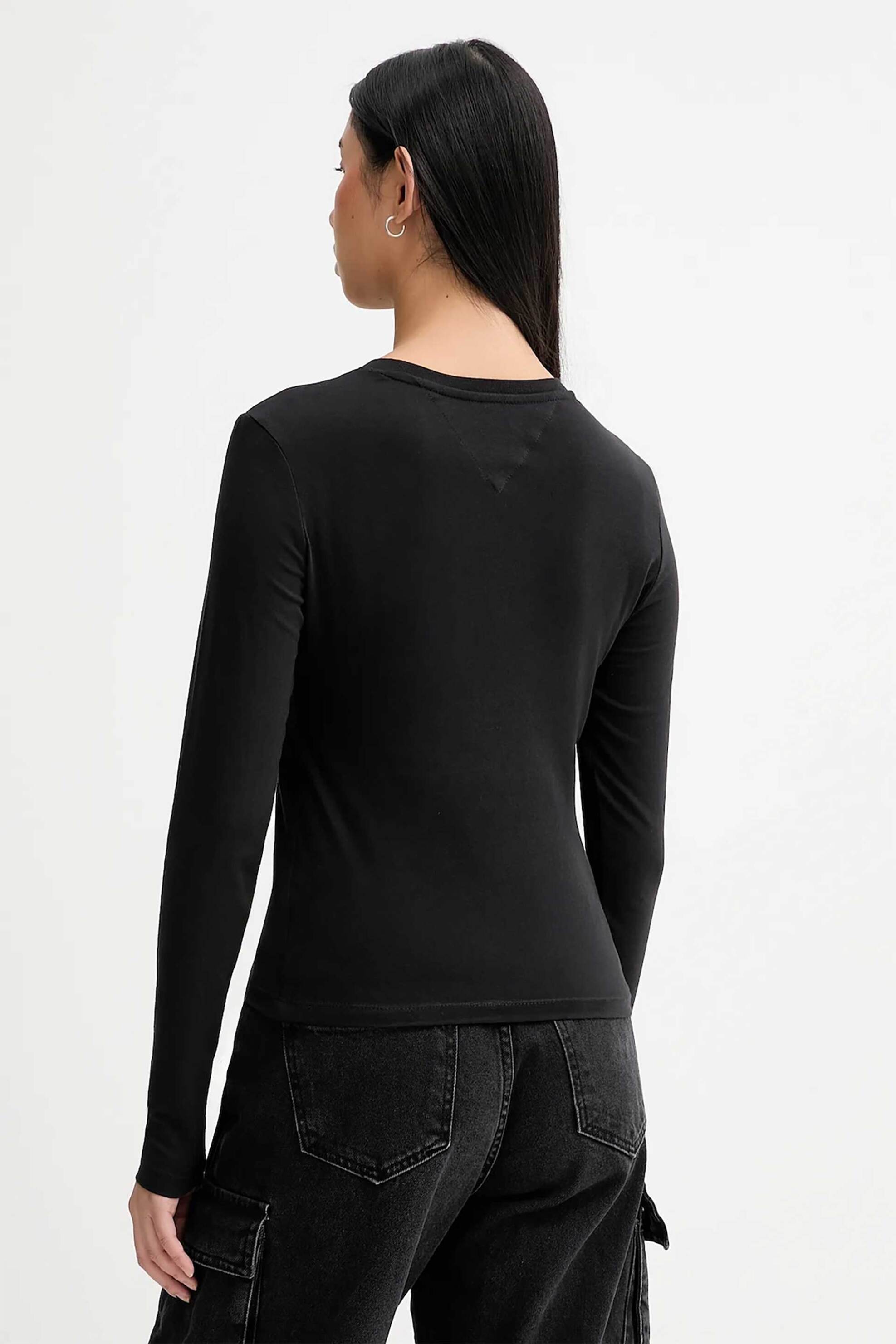 Tommy Jeans Γυναικεία Μακρυμάνικη Μπλούζα Slim Fit - Dw0Dw21844 Μαύρο