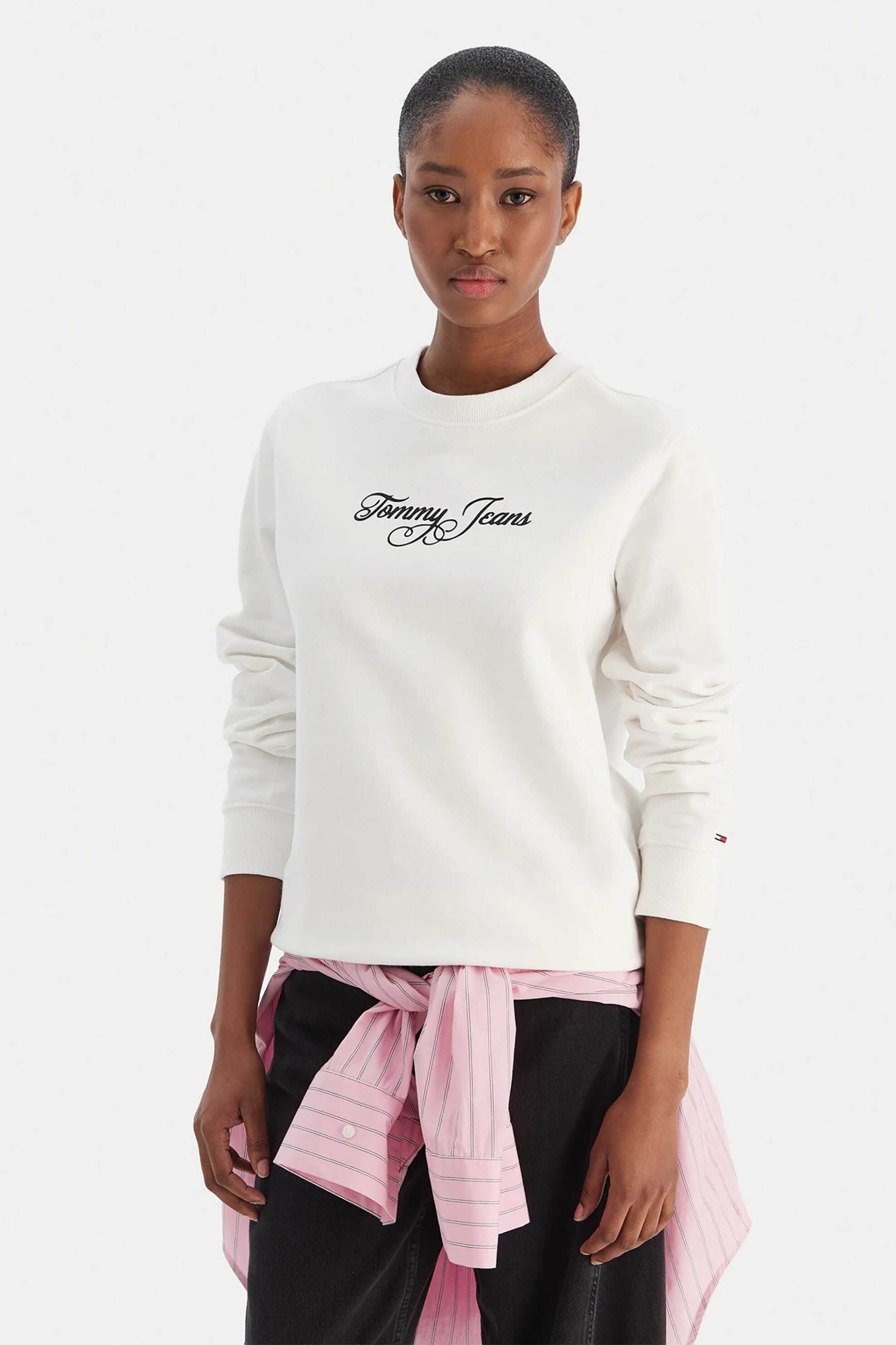 Tommy Jeans γυναικεία μπλούζα φούτερ με logo print Regular Fit - DW0DW21922 Λευκό