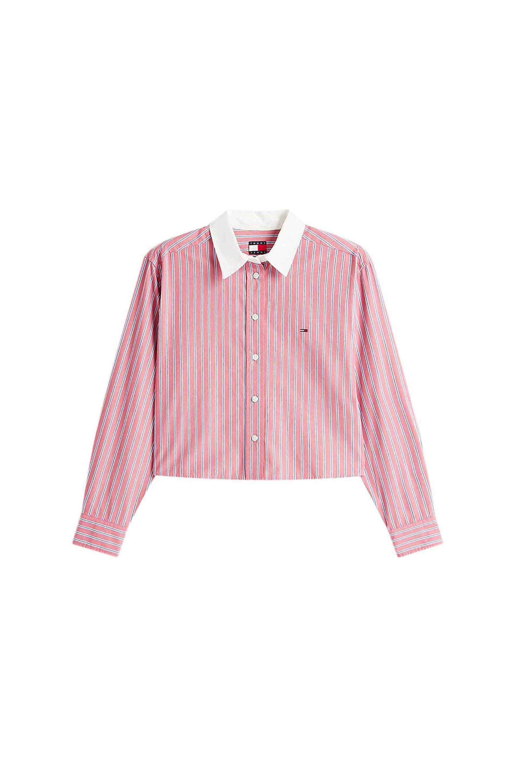 TOMMY JEANS Tommy Jeans γυναικείο πουκάμισο cropped με λογότυπο Relaxed Fit - DW0DW22078 Ροζ