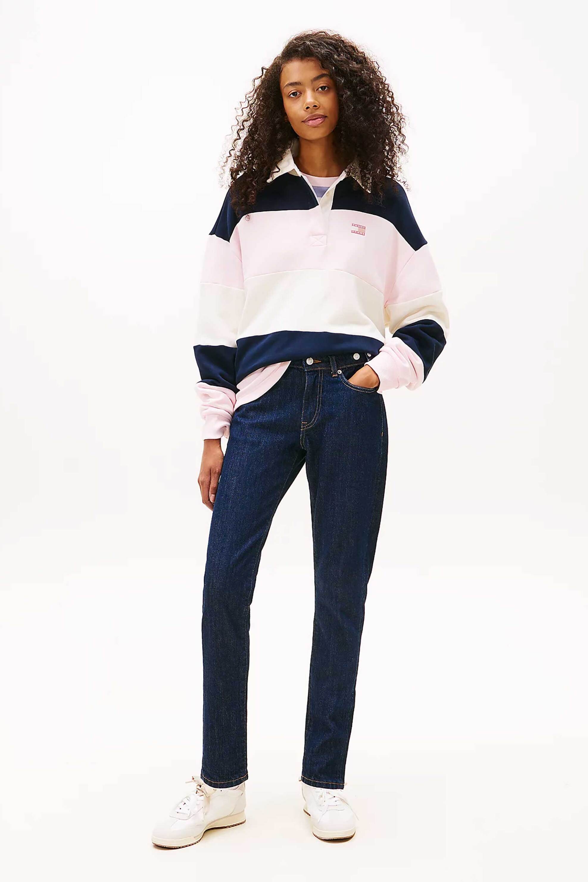 Tommy Jeans γυναικείο τζιν παντελόνι πετάτσεπο Slim Fit - DW0DW22432 Denim Blue Σκούρο