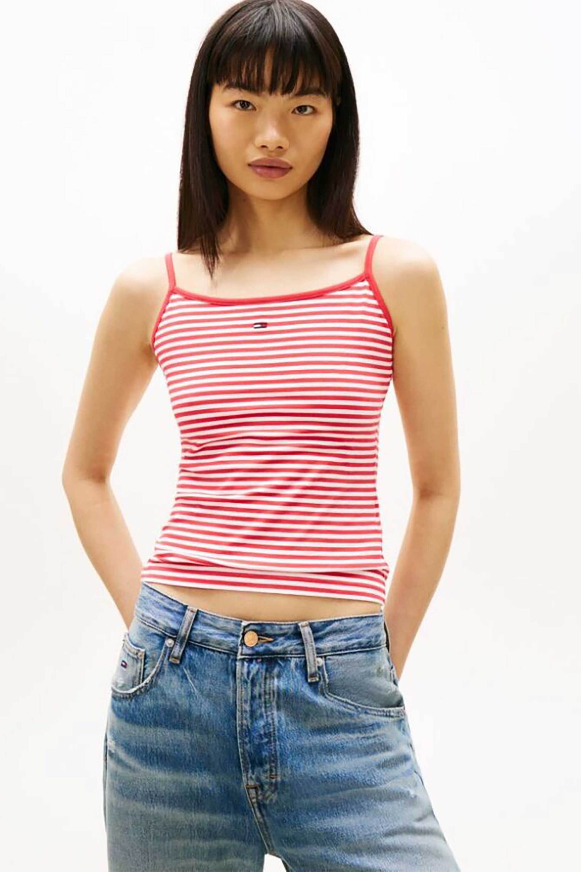 Tommy Jeans γυναικείο τοπ με λογότυπο Slim Fit "Essential" - DW0DW20675 Κόκκινο