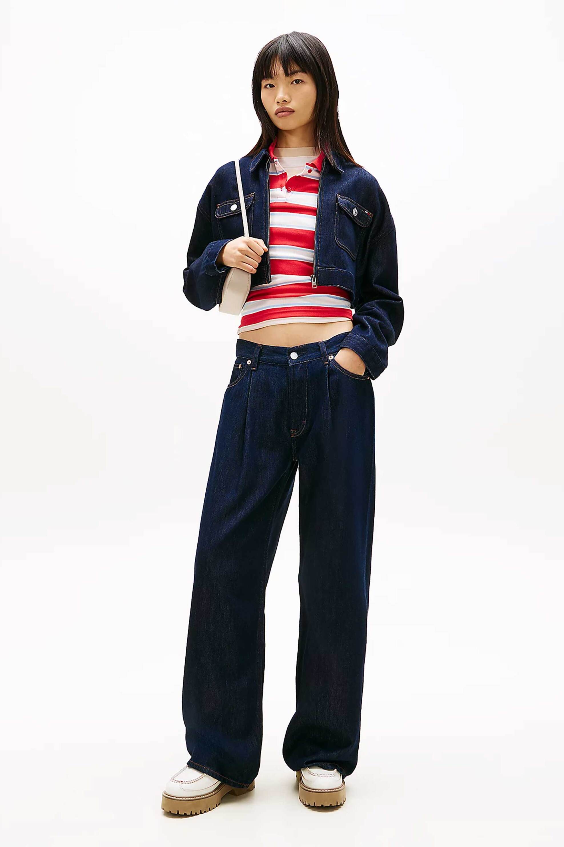 Tommy Jeans γυναικεία τζιν παντελόνι πεντάτσεπο Loose Straight Leg - DW0DW22404 Denim Blue Σκούρο