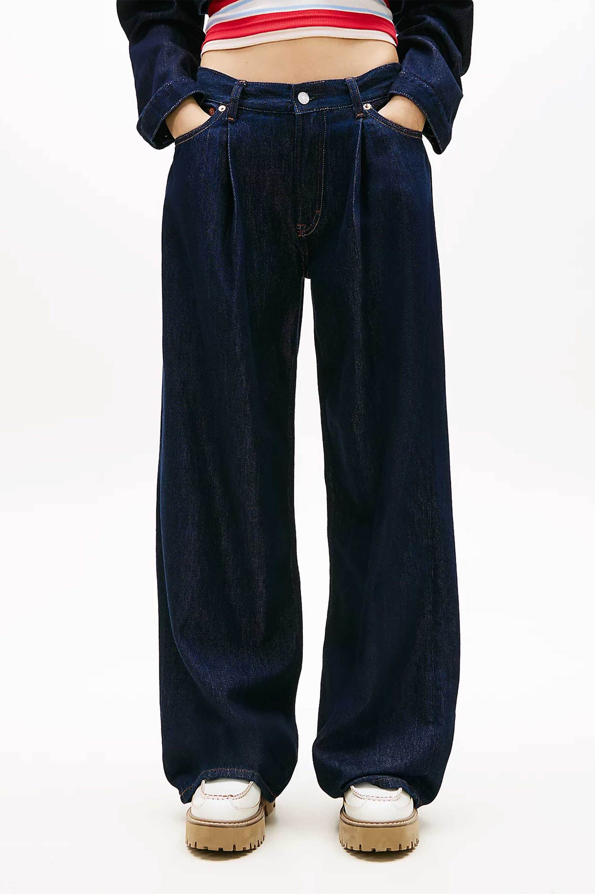 Tommy Jeans γυναικεία τζιν παντελόνι πεντάτσεπο Loose Straight Leg - DW0DW22404 Denim Blue Σκούρο