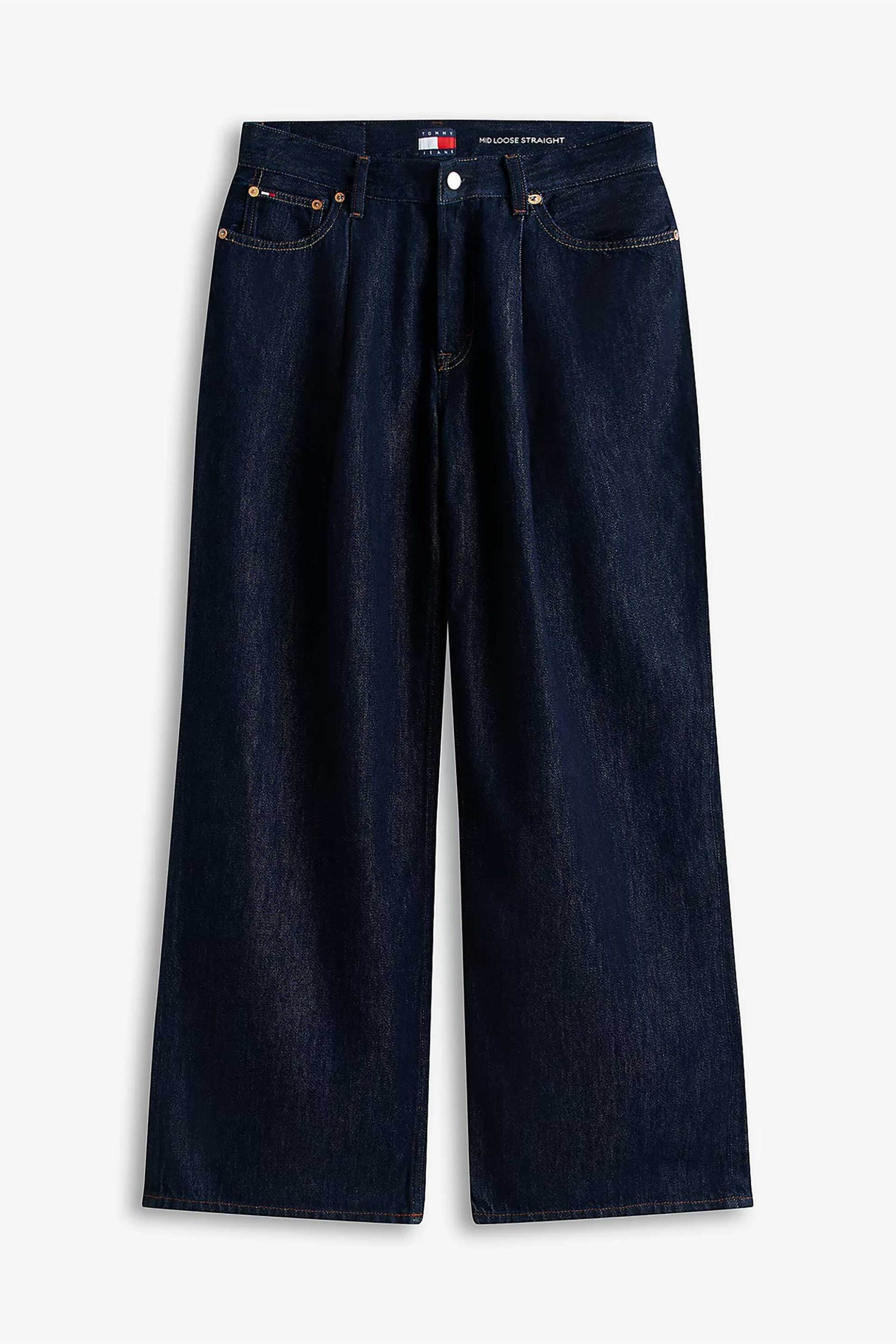Tommy Jeans Γυναικεία Τζιν Παντελόνι Πεντάτσεπο Loose Straight Leg - Dw0Dw22404 Denim Blue Σκούρο