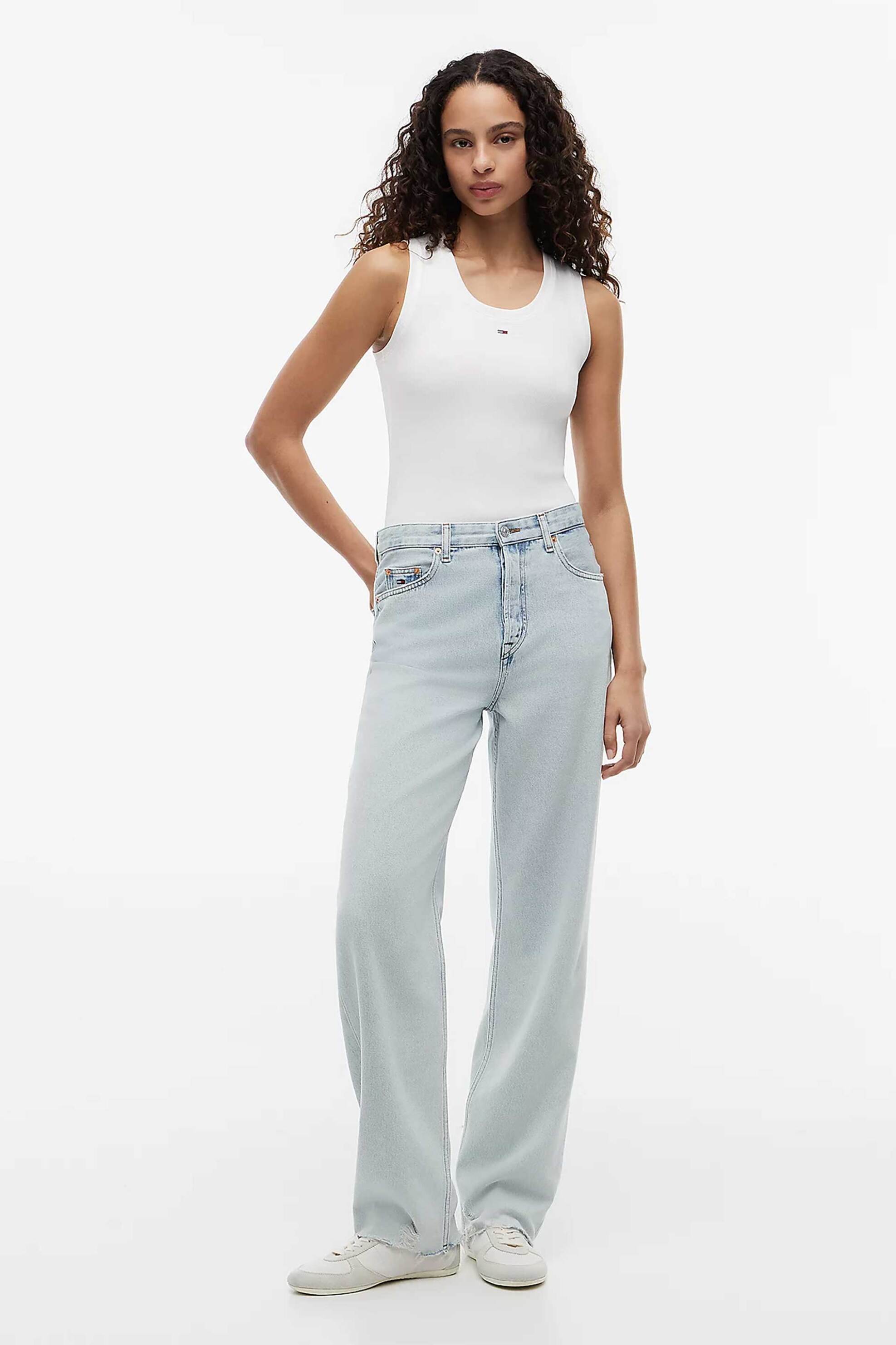 TOMMY JEANS Tommy Jeans γυναικείο τοπ αμάνικο με λογότυπο Slim Fit - DW0DW20673 Λευκό - 2