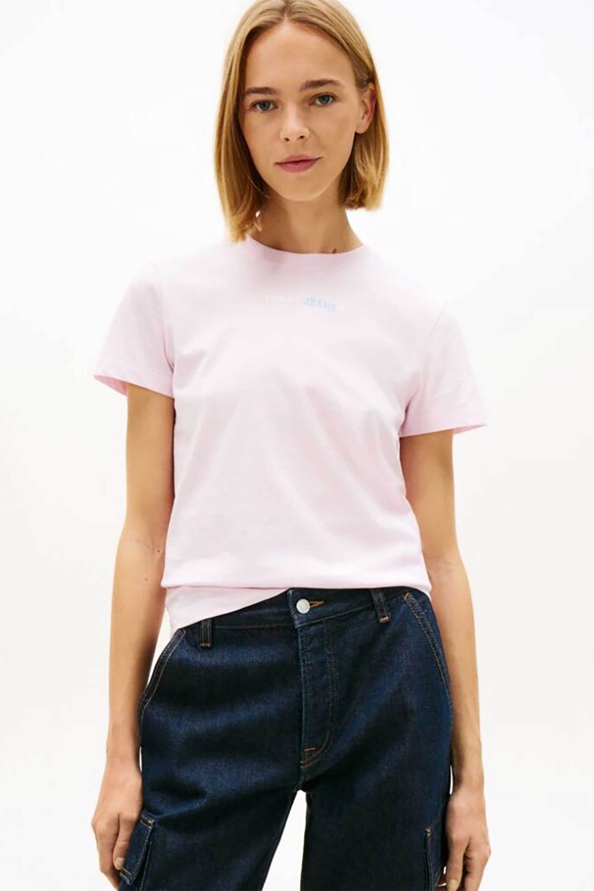 Tommy Jeans γυναικείο T-shirt με logo print Regular Fit - DW0DW22277 Ροζ