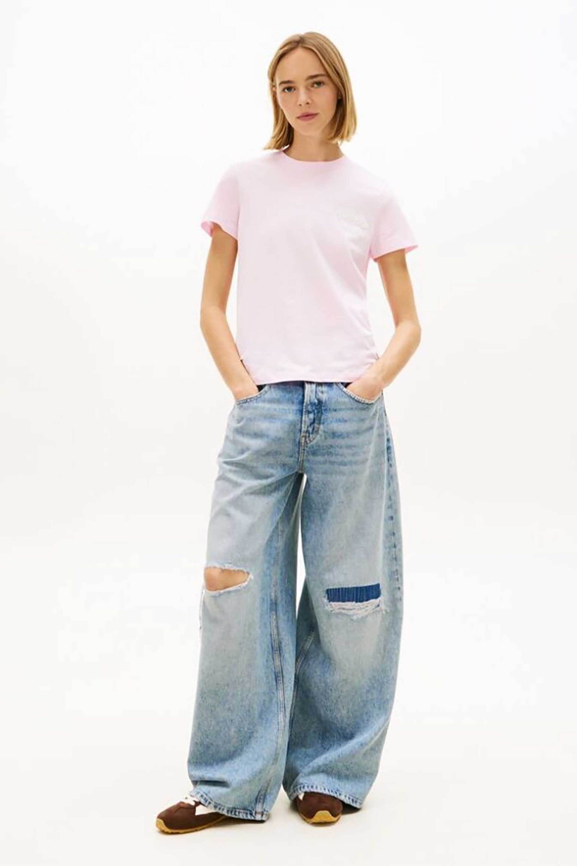 TOMMY JEANS Tommy Jeans γυναικείο T-shirt με ανάγλυφο bubble logo Regular Fit - DW0DW22310 Ροζ - 2