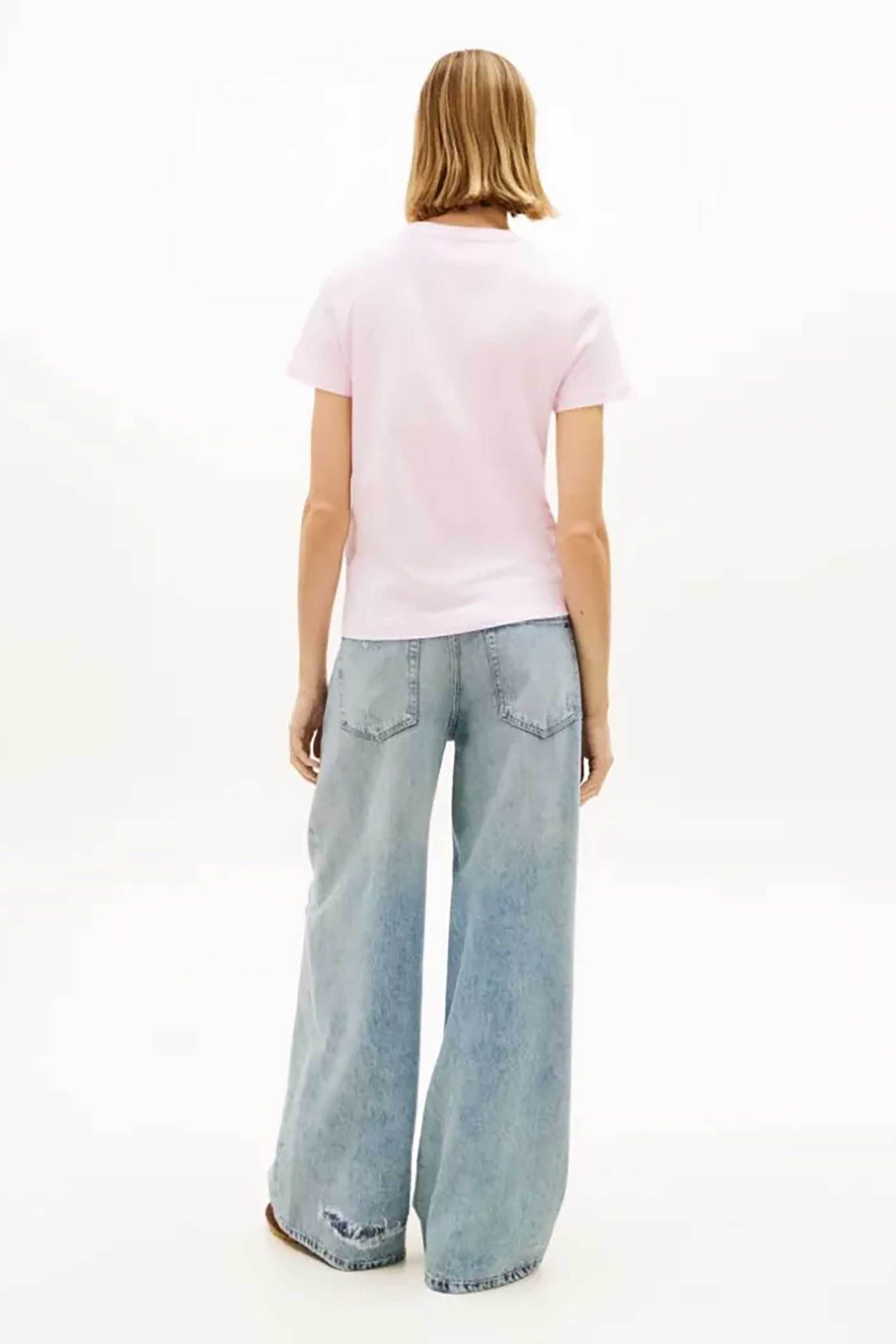 TOMMY JEANS Tommy Jeans γυναικείο T-shirt με ανάγλυφο bubble logo Regular Fit - DW0DW22310 Ροζ - 3