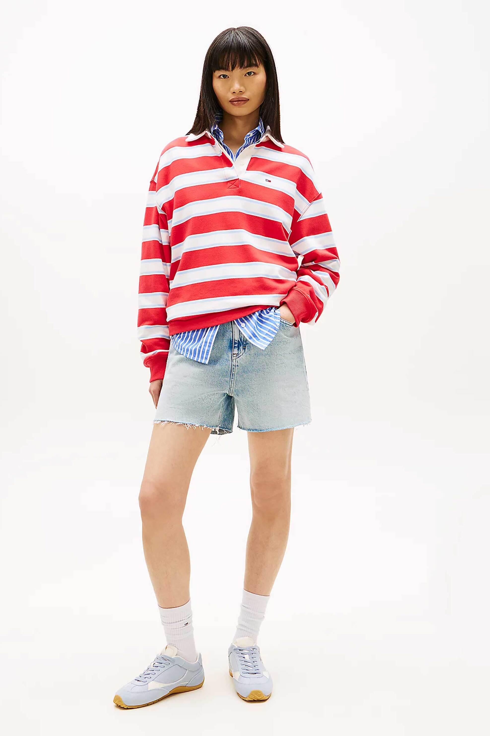 Tommy Jeans γυνακείο denim σορτς Straight Leg Mom - DW0DW22694 Denim Blue Ανοιχτό