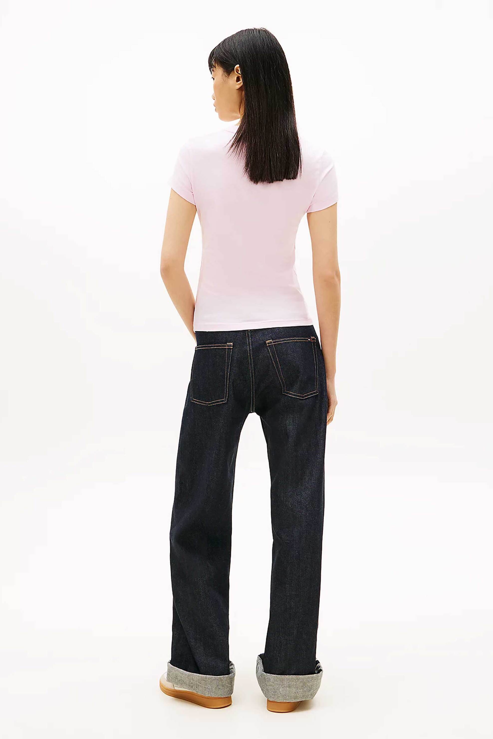 TOMMY JEANS Tommy Jeans γυναικείο T-shirt με wavy flag print Slim Fit - DW0DW22781 Ροζ - 3