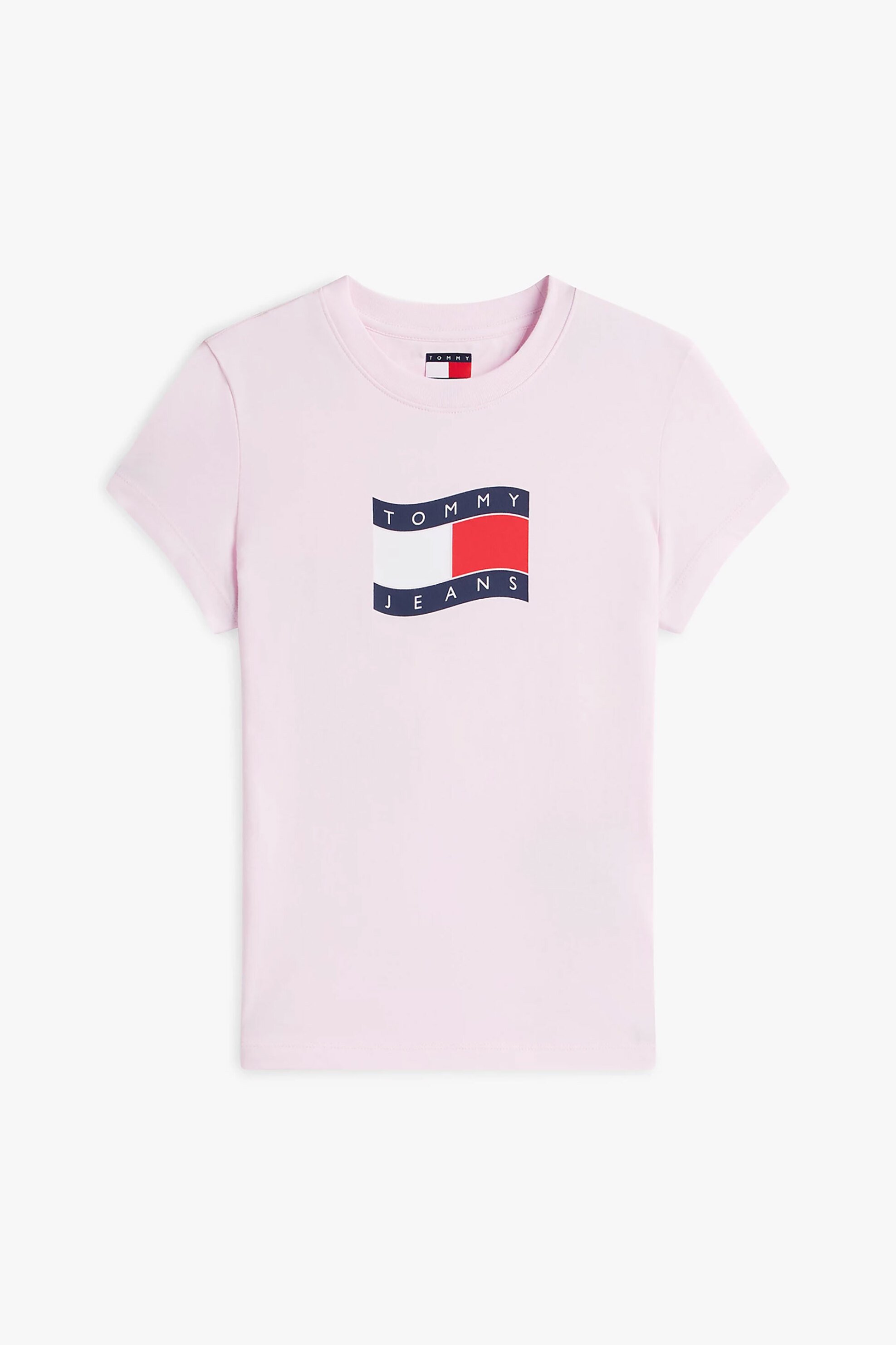 TOMMY JEANS Tommy Jeans γυναικείο T-shirt με wavy flag print Slim Fit - DW0DW22781 Ροζ - 4
