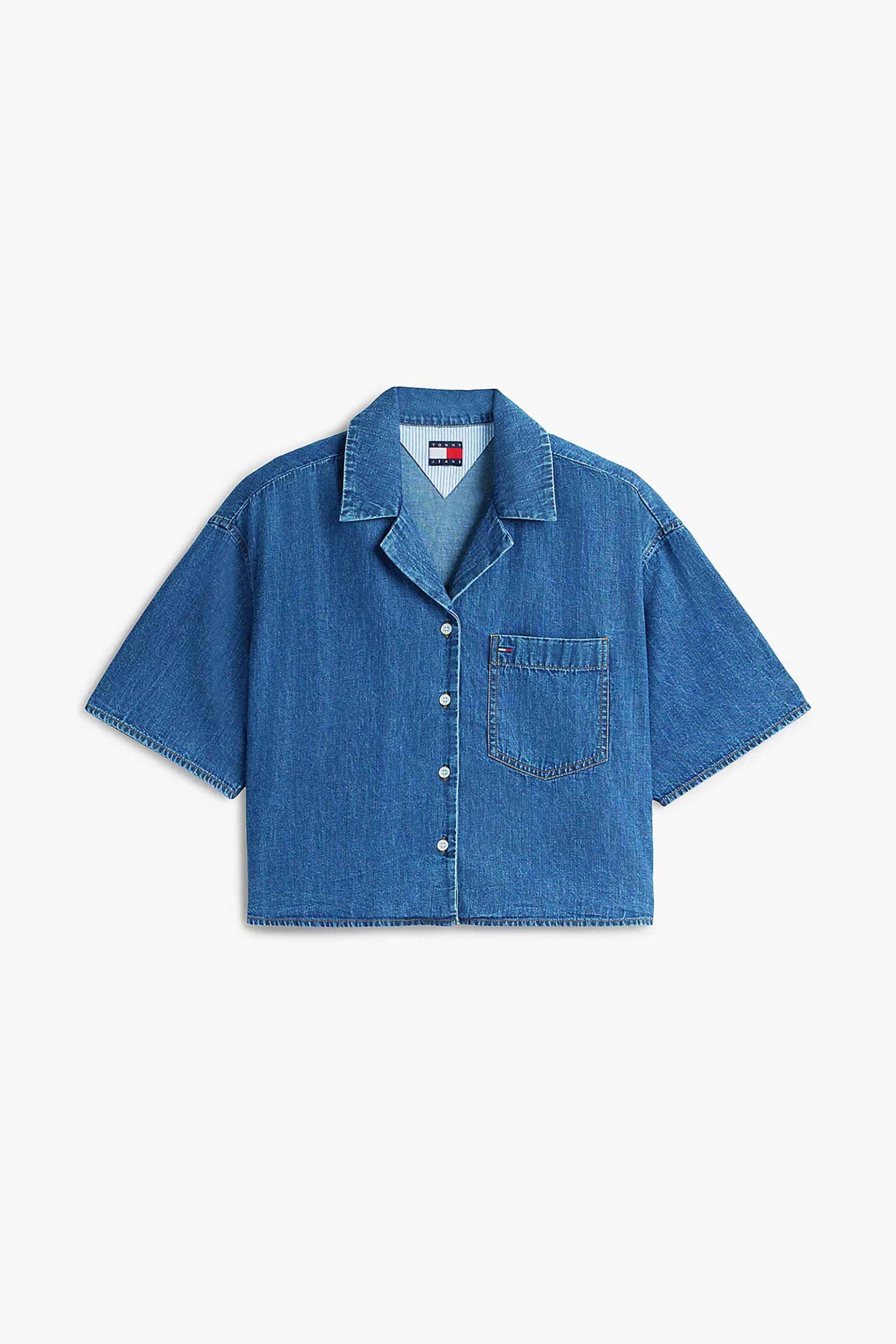 Tommy Jeans Γυναικείο Πουκάμισο Cropped Relaxed Fit - Dw0Dw22216 Denim Blue