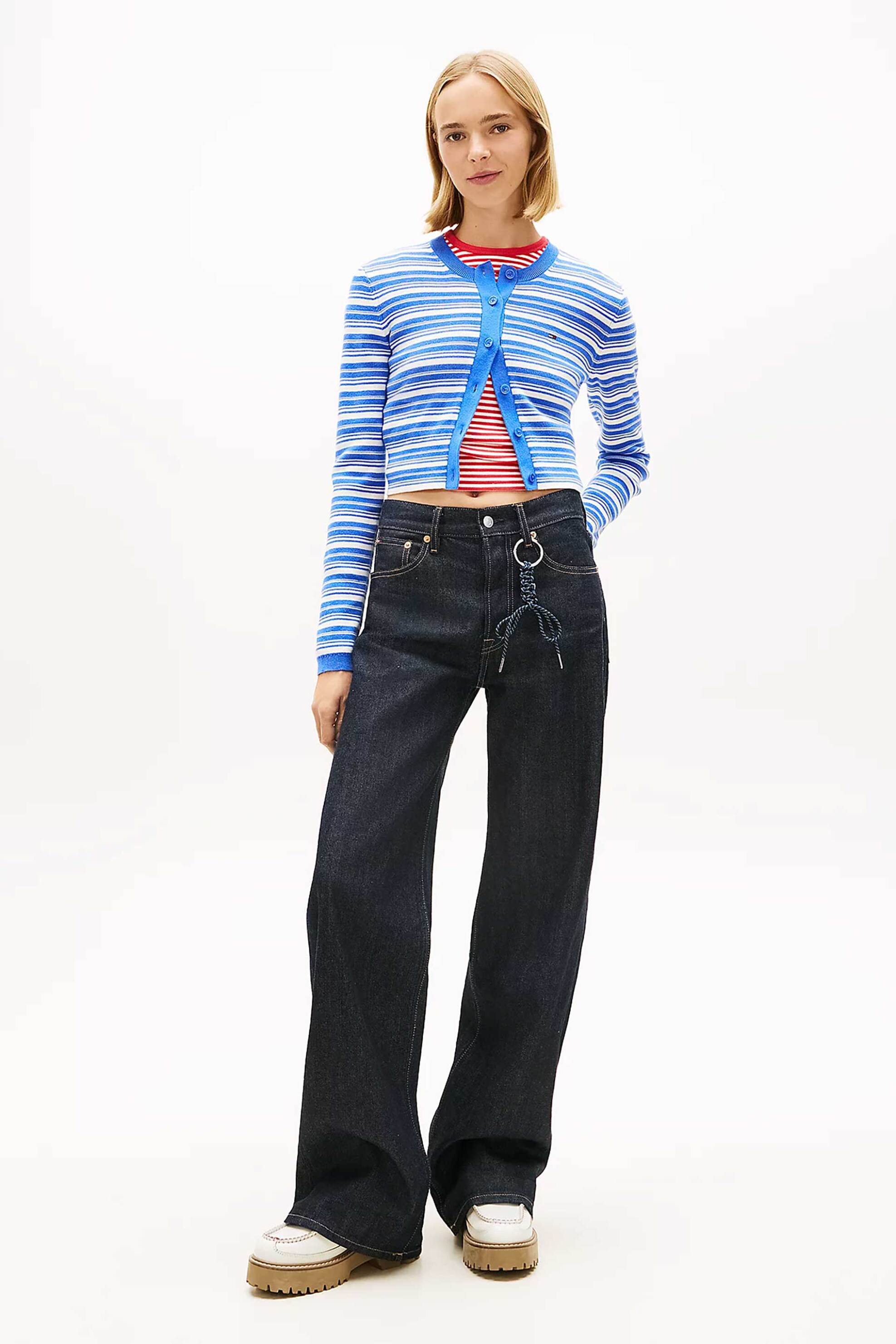 TOMMY JEANS Tommy Jeans γυναικεία ζακέτα ριγέ με κεντημένο λογότυπο Slim Fit - DW0DW22314 Μπλε - 2