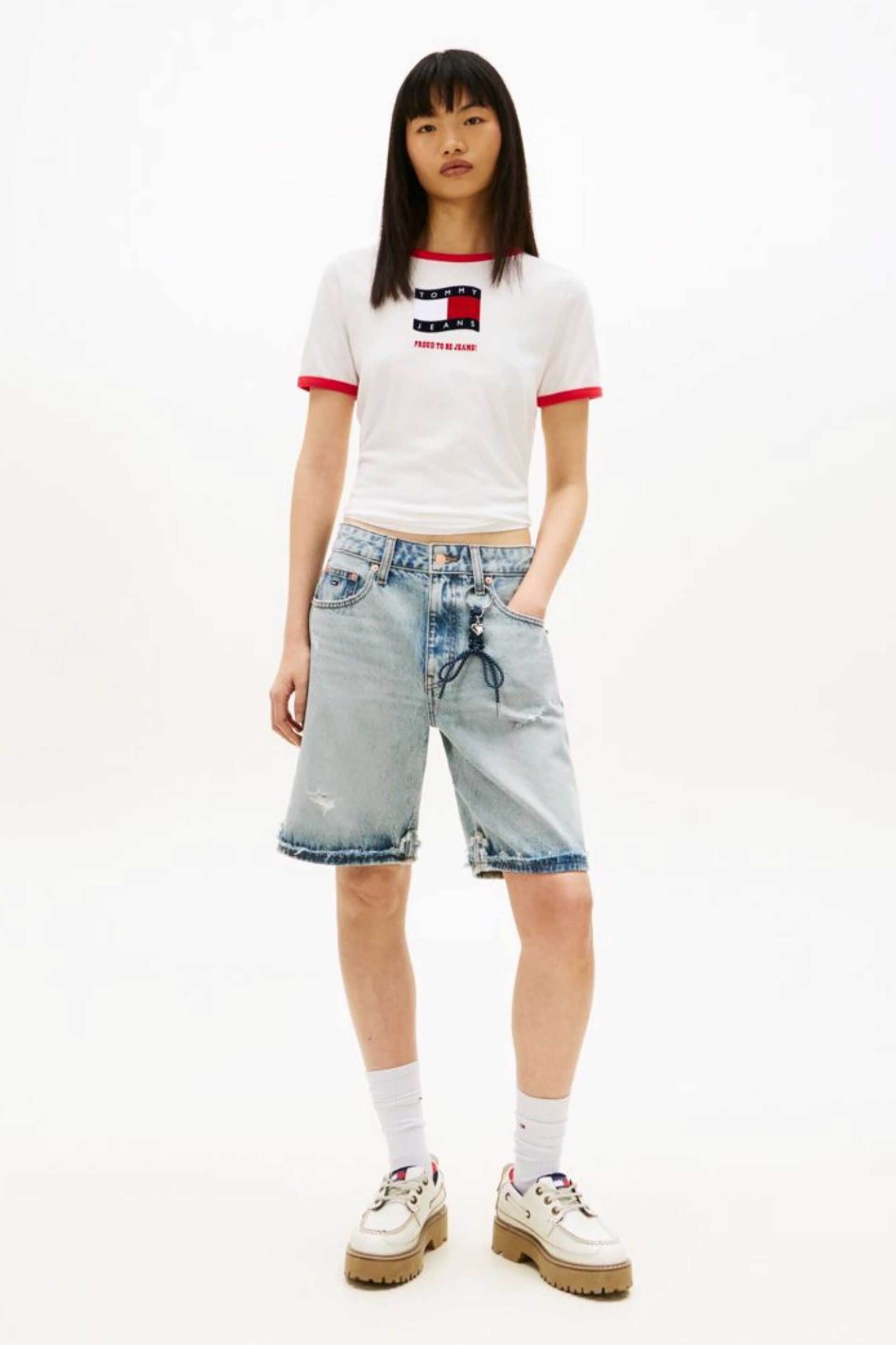 Tommy Jeans γυνακεία βερμούδα denim Loose "Mia" - DW0DW22686 Denim Blue Ανοιχτό