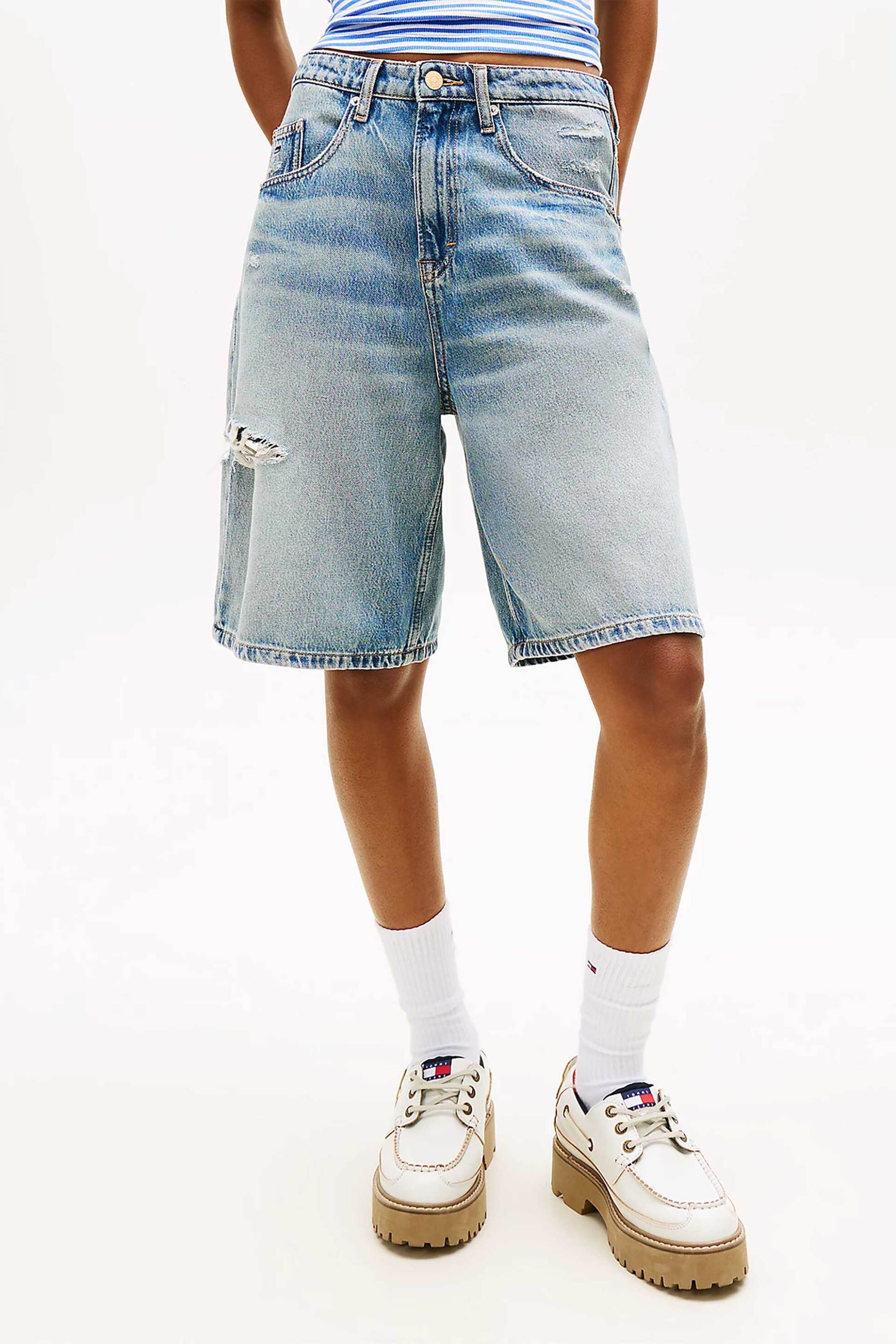 TOMMY JEANS Tommy Jeans γυνακεία βερμούδα denim Distressed Loose - DW0DW22696 Denim Blue - 2