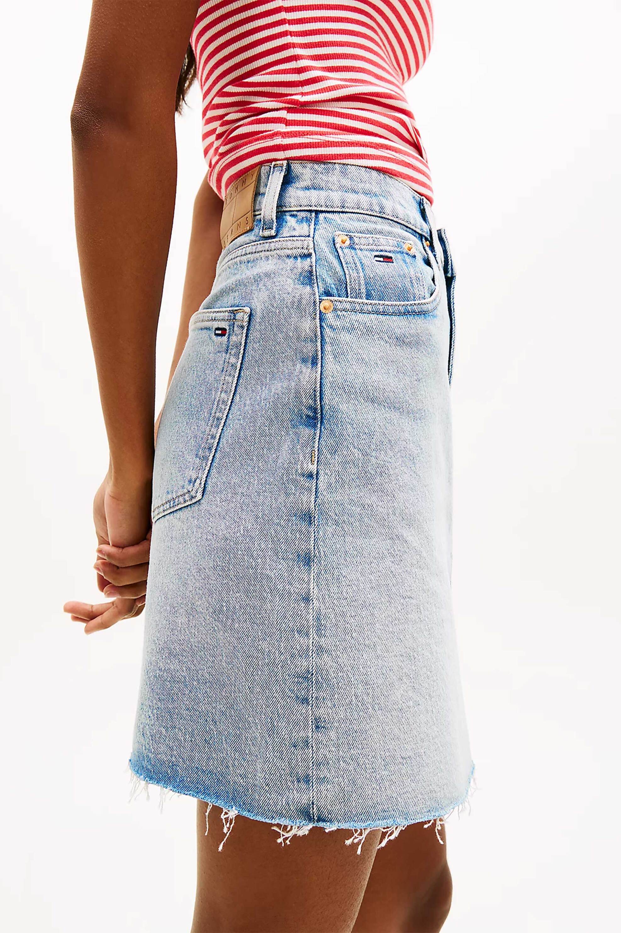 TOMMY JEANS Tommy Jeans γυναικεία denim mini φούστα πεντάτσεπη Straight Fit - DW0DW22716 Denim Blue Ανοιχτό - 3