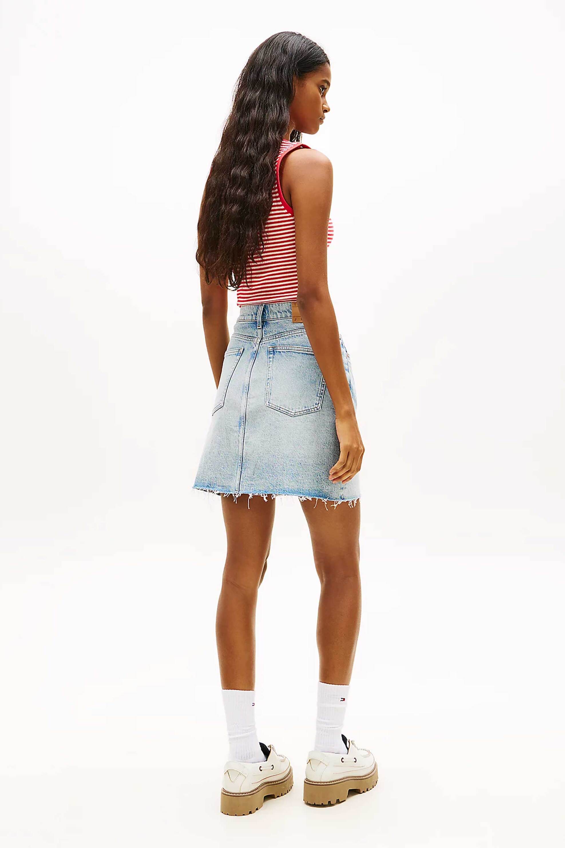TOMMY JEANS Tommy Jeans γυναικεία denim mini φούστα πεντάτσεπη Straight Fit - DW0DW22716 Denim Blue Ανοιχτό - 4