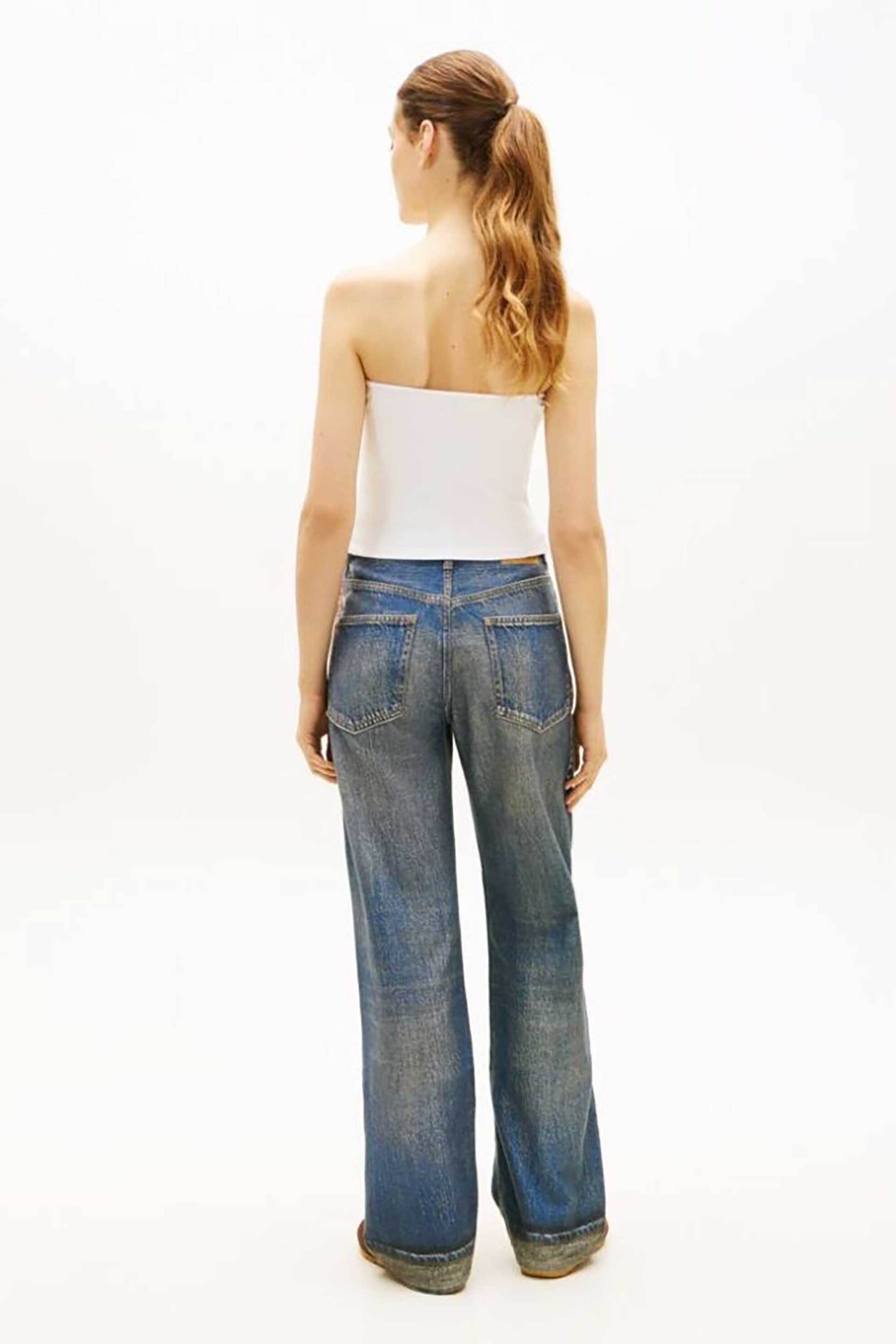 TOMMY JEANS Tommy Jeans γυναικείο τοπ στράπλες με λογότυπο Slim Fit - DW0DW22263 Λευκό - 3