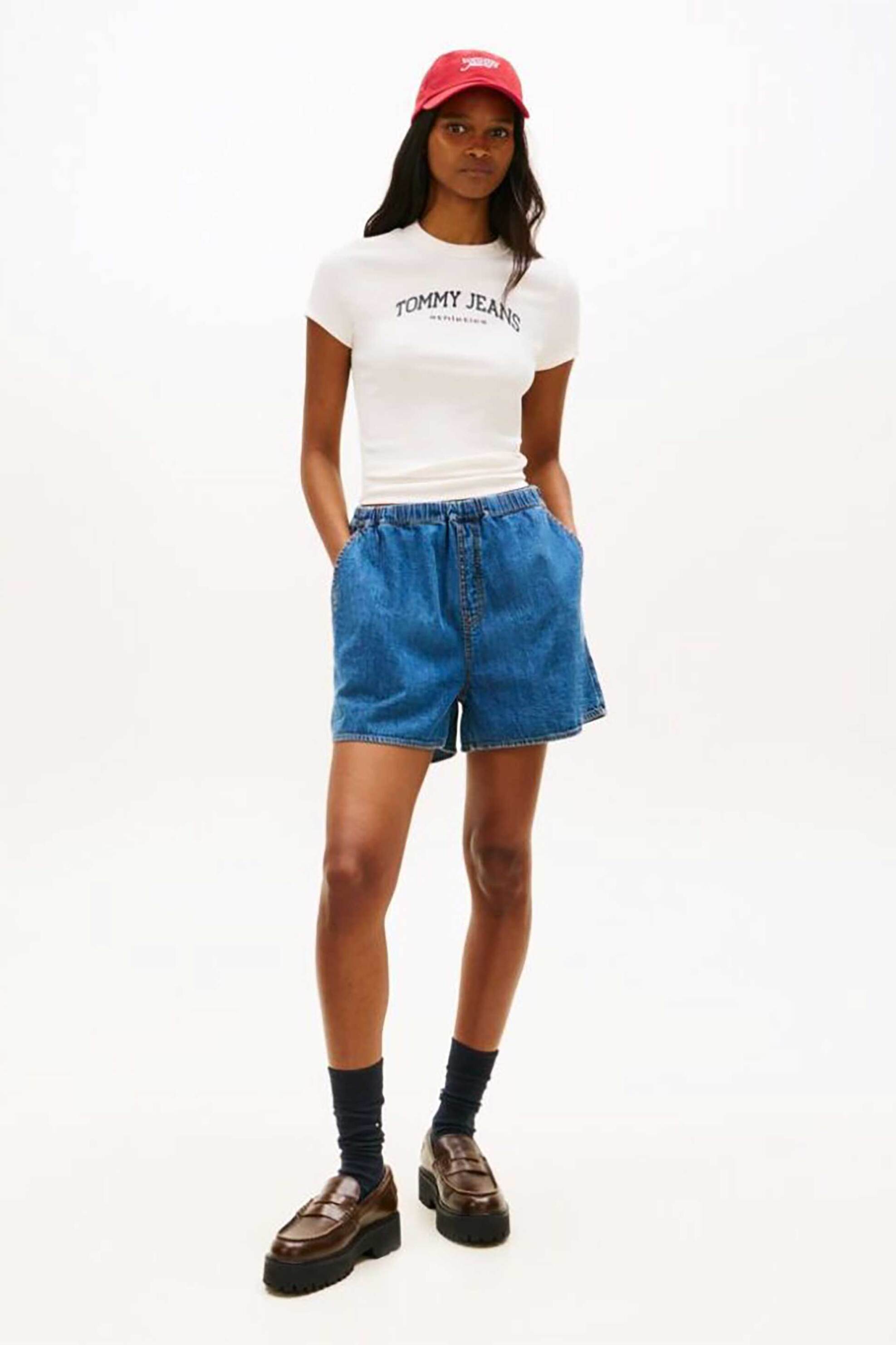 Tommy Jeans γυνακείο denim σορτς Loose Fit - DW0DW22270 Denim Blue