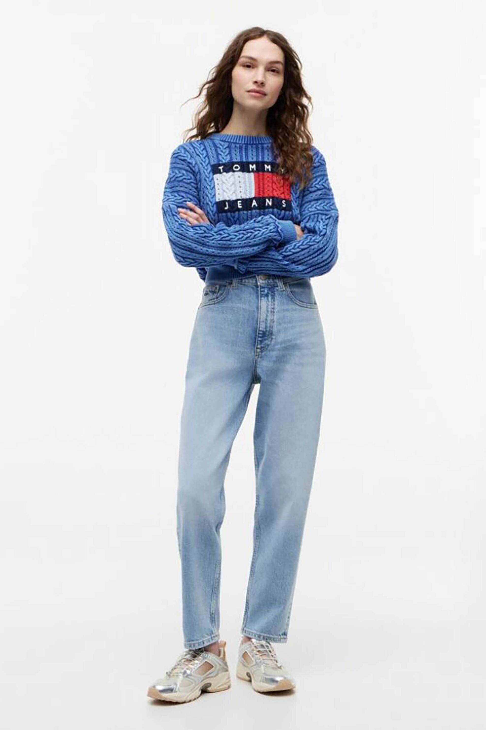Tommy Jeans γυναικείο τζιν παντελόνι πεντάτσεπο Tapered Mom Fit - DW0DW22993 Denim Blue Ανοιχτό