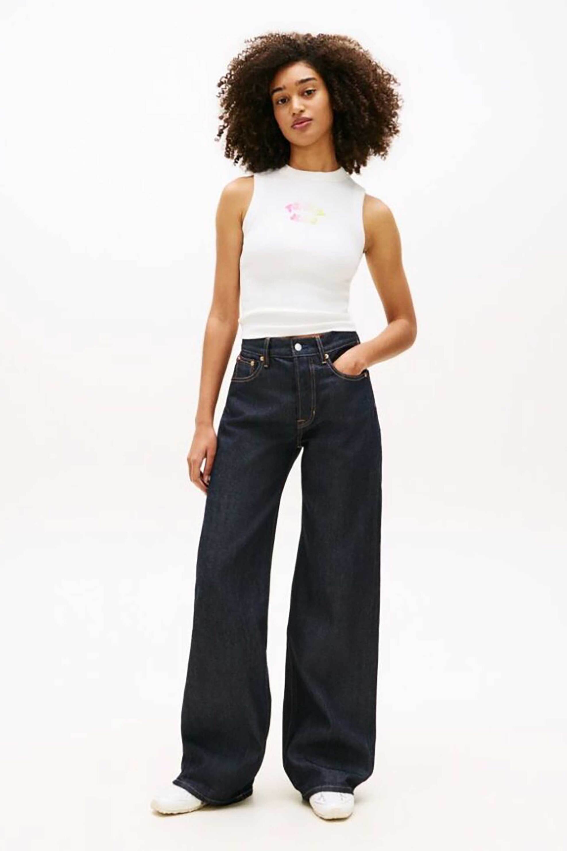 TOMMY JEANS Tommy Jeans γυναικείο τοπ με bubble λογότυπο Slim Fit - DW0DW22280 Λευκό - 2