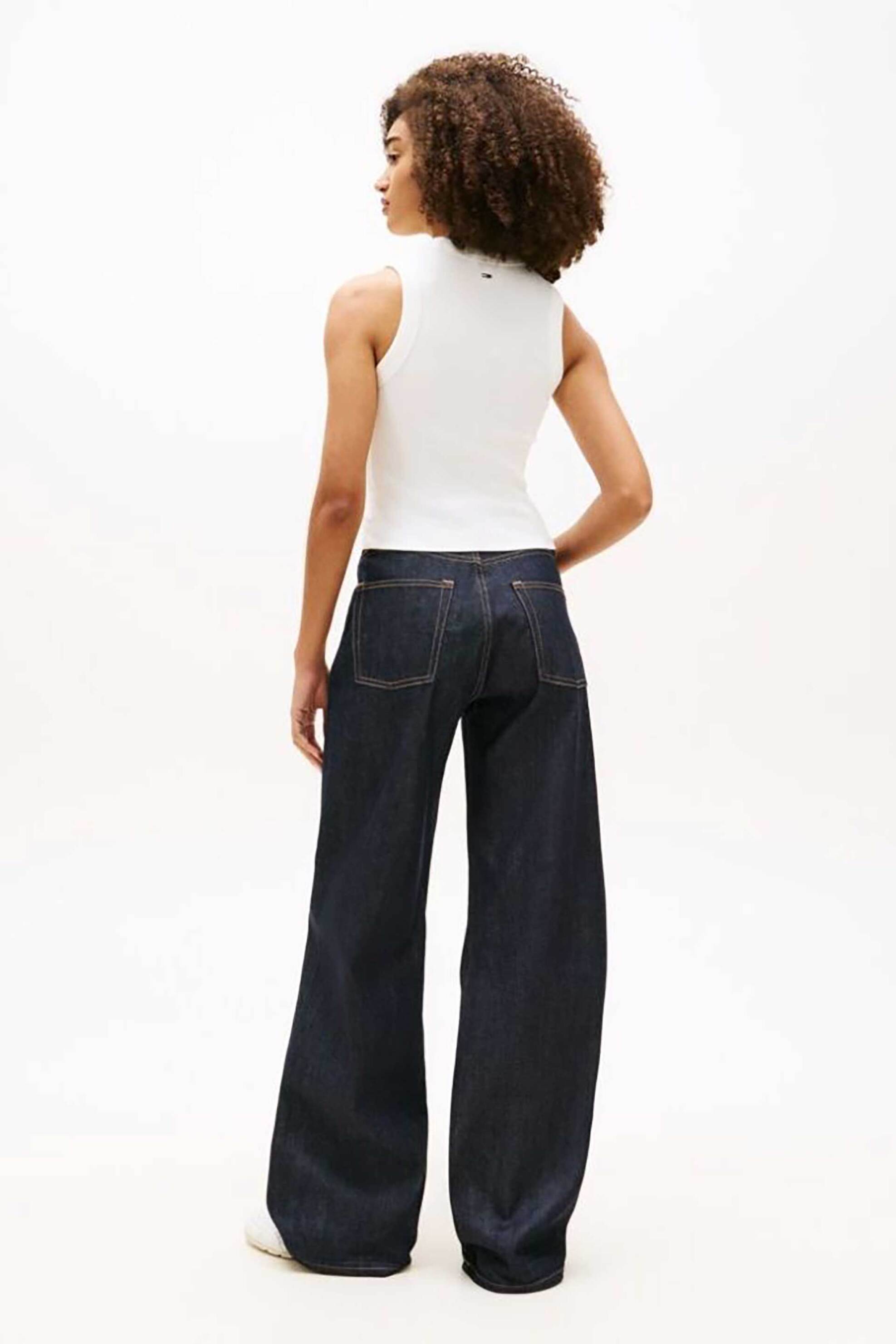 TOMMY JEANS Tommy Jeans γυναικείο τοπ με bubble λογότυπο Slim Fit - DW0DW22280 Λευκό - 3