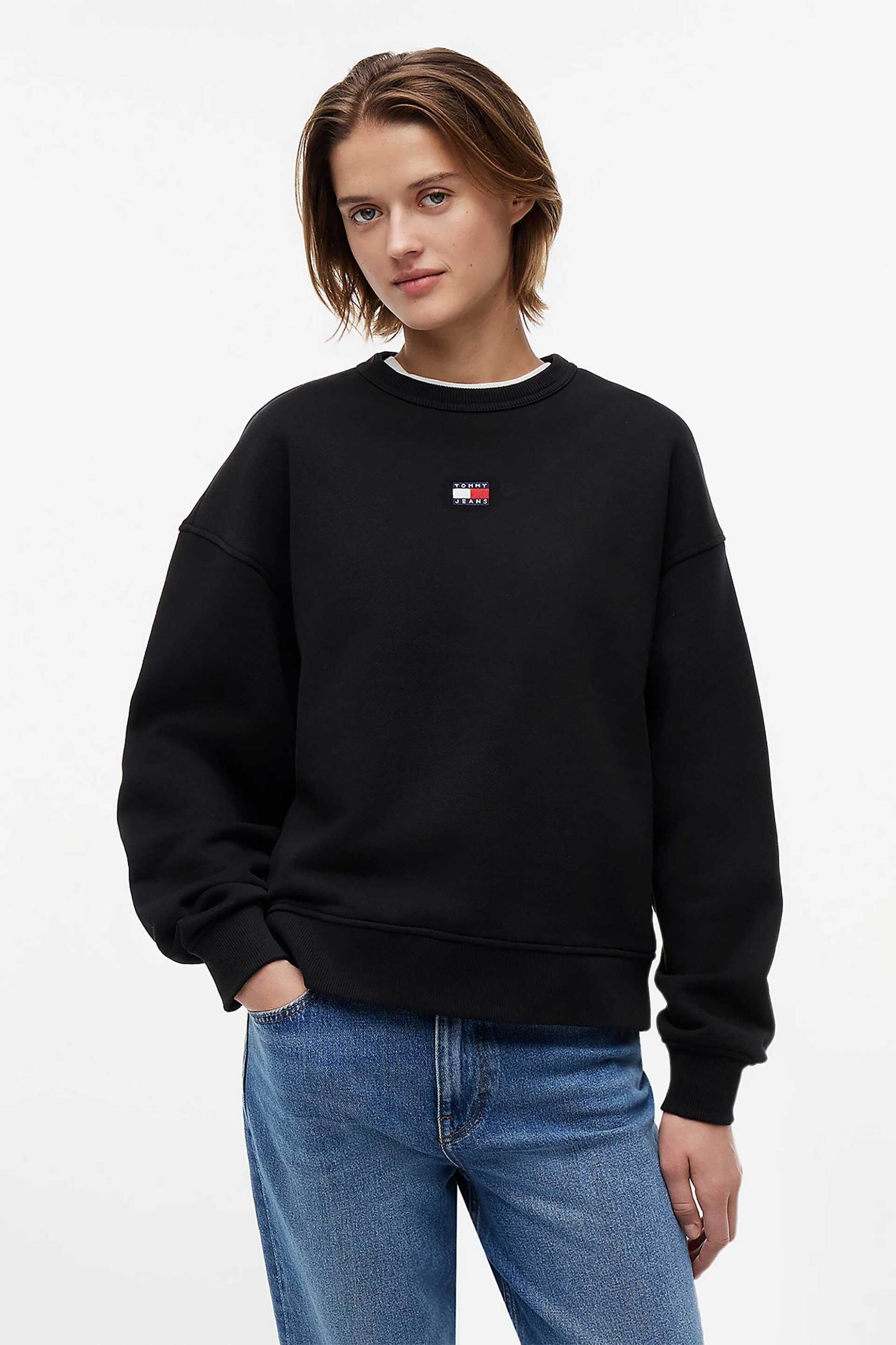 Tommy Jeans γυναικείο φούτερ με λογότυπο Boxy Fit - DW0DW17325 Μαύρο